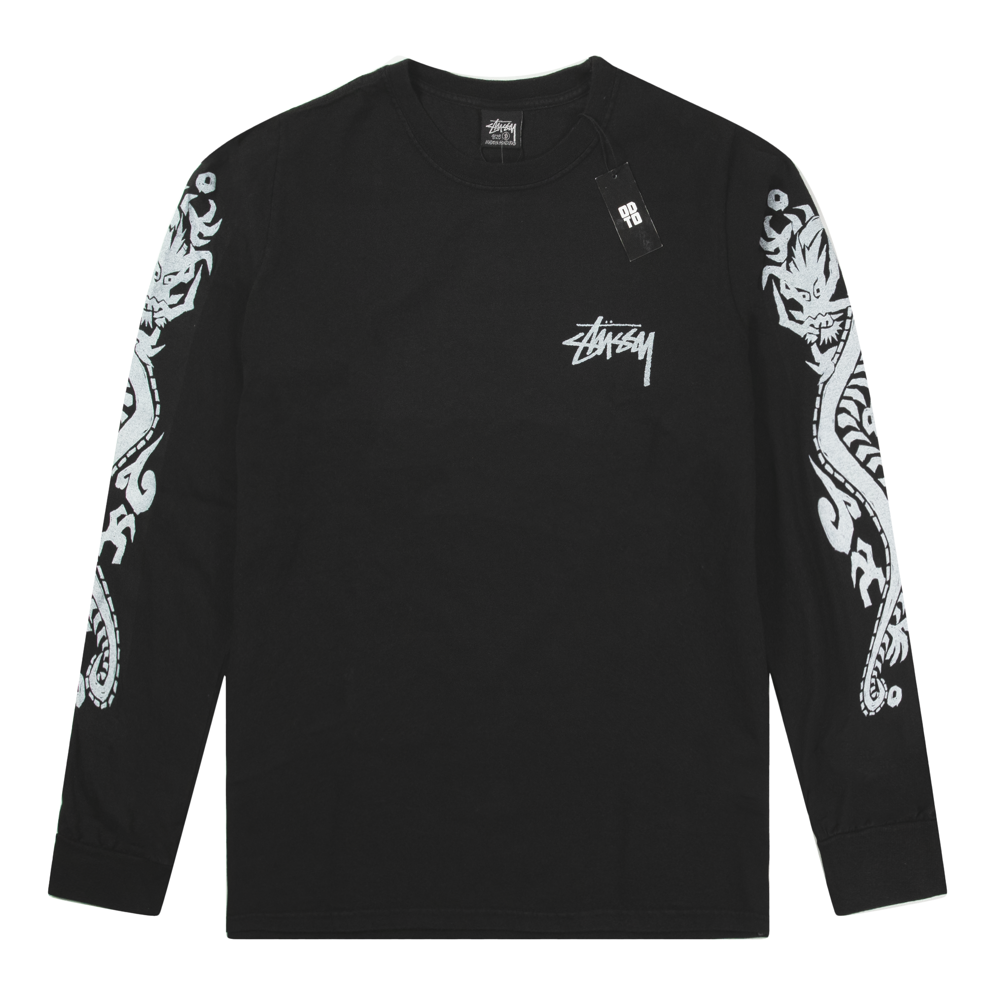 STUSSY DRAGONS PIGMENT DYED L/S TEE BLACK