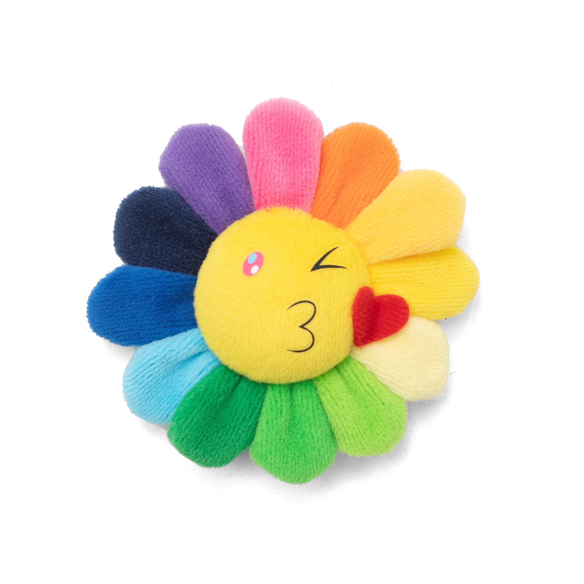 TAKASHI MURAKAMI DOUBLE SIDED FLOWER PLUSH KEYCHAIN RAINBOW/YELLOW