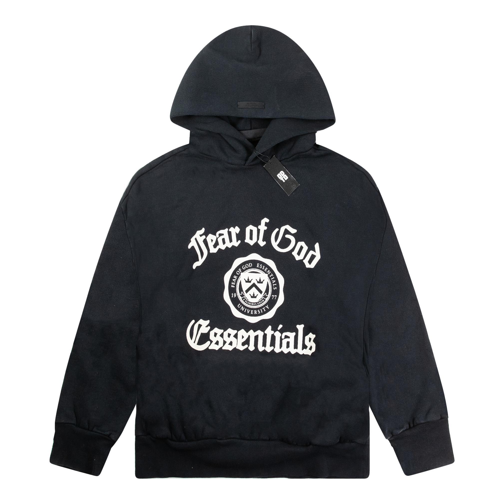 ESSENTIALS HEAVY FLEECE VINTAGE SHRUNKEN HOODIE BLACK