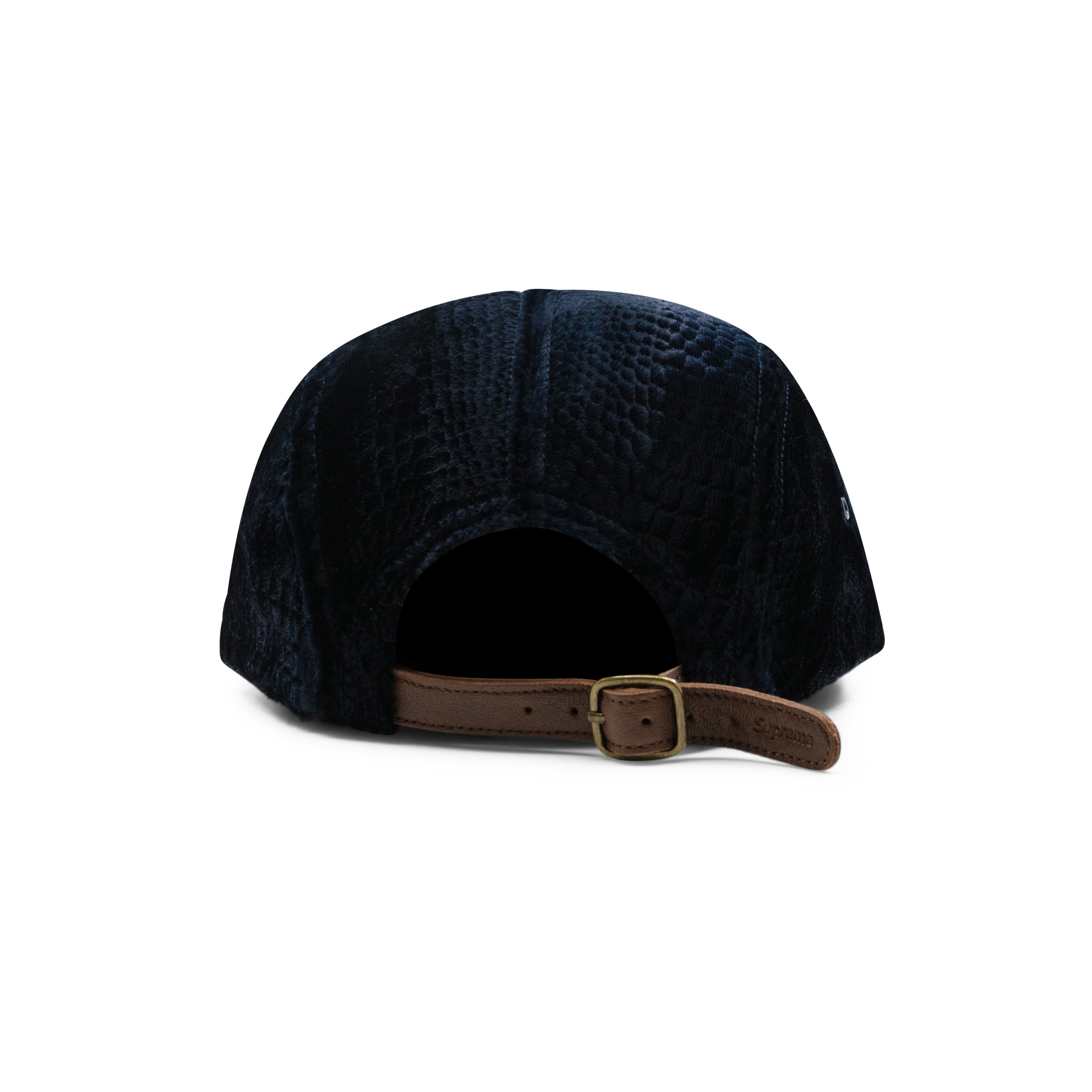 SUPREME CROC EMBOSSED VELVET CAMP CAP NAVY