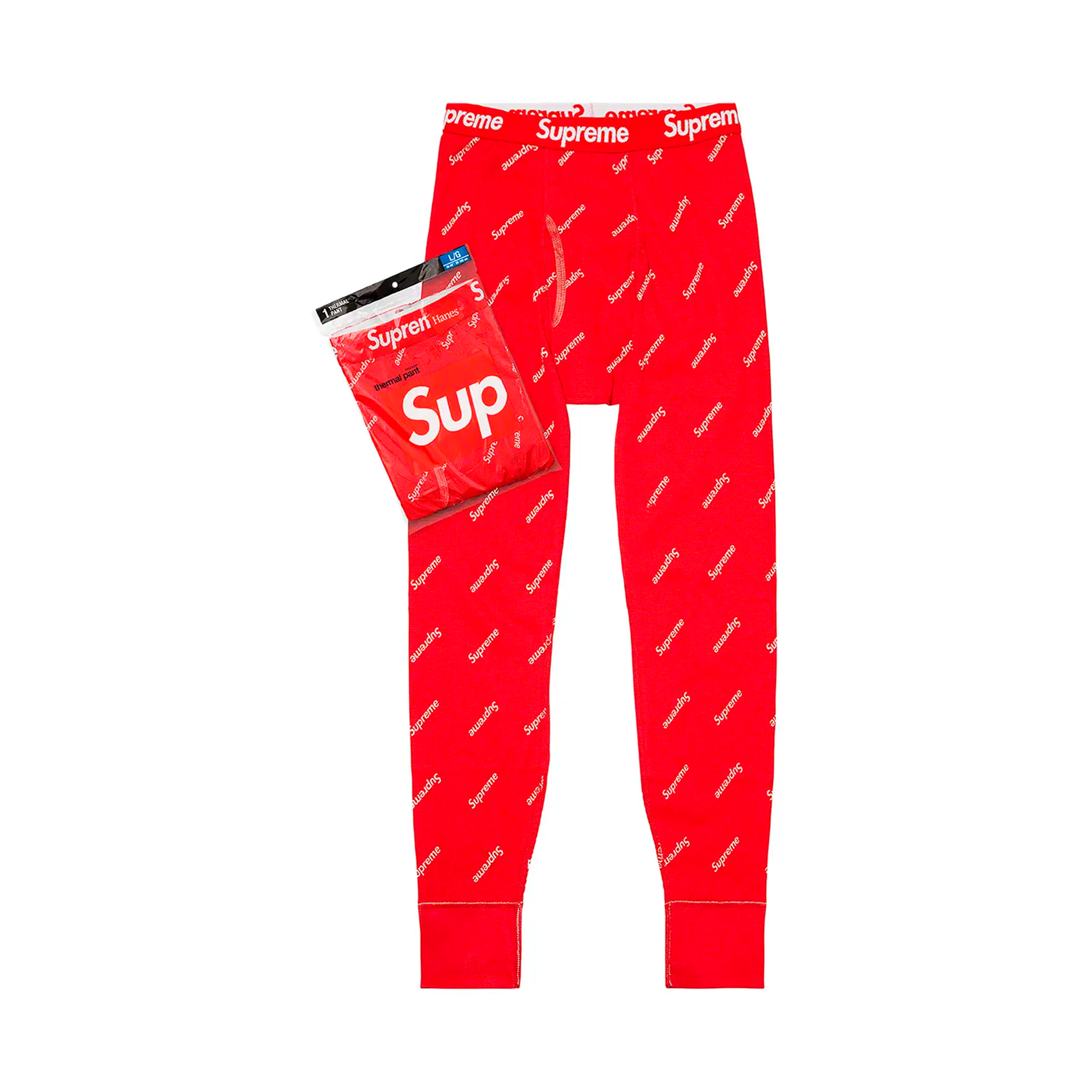 SUPREME HANES THERMAL PANT RED