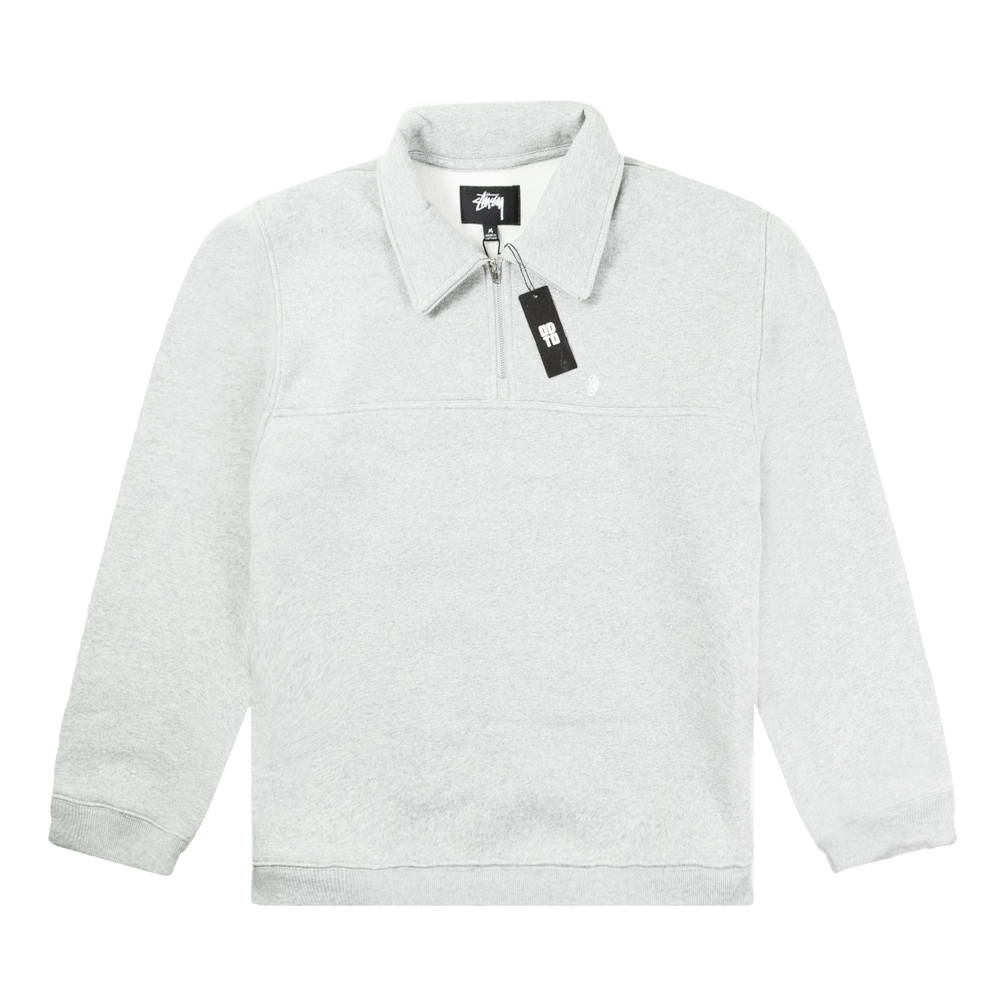 STUSSY FLEECE ZIP MOCK GREY HEATHER