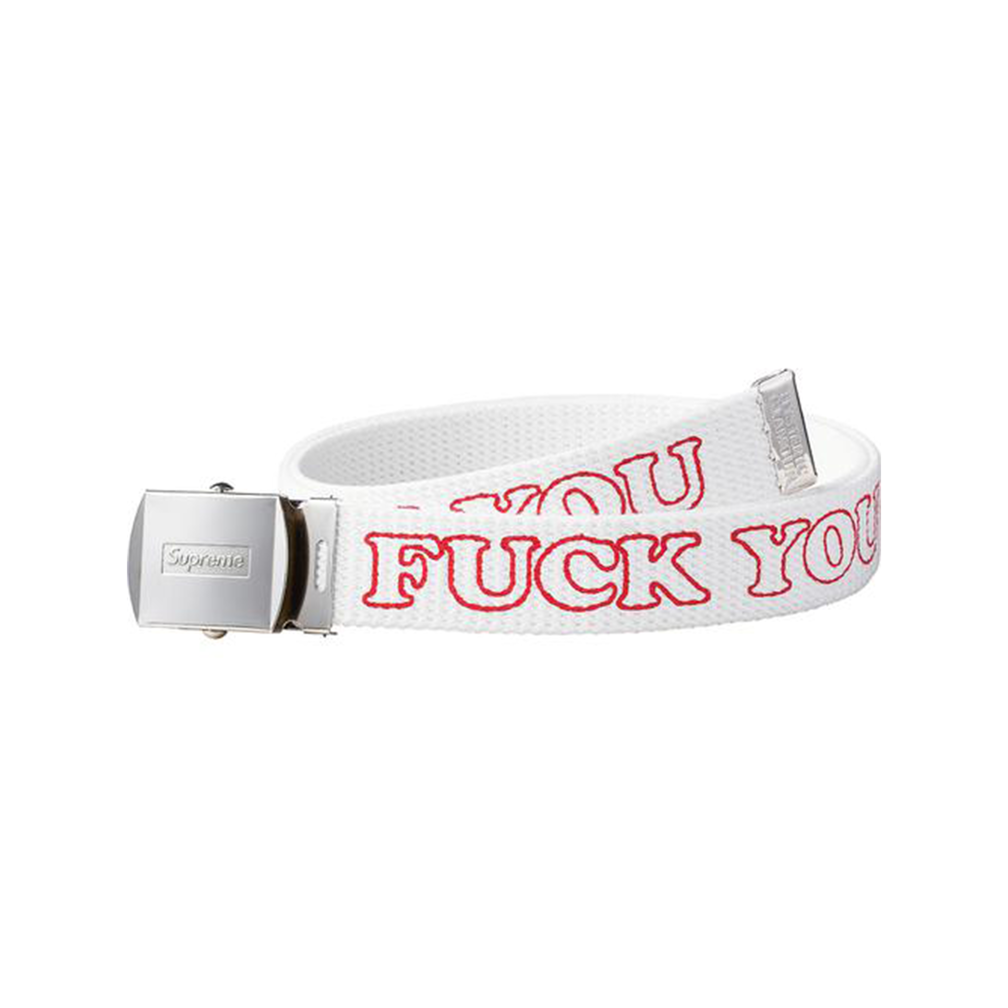 SUPREME HYSTERIC GLAMOUR FUCK YOU BELT WHITE