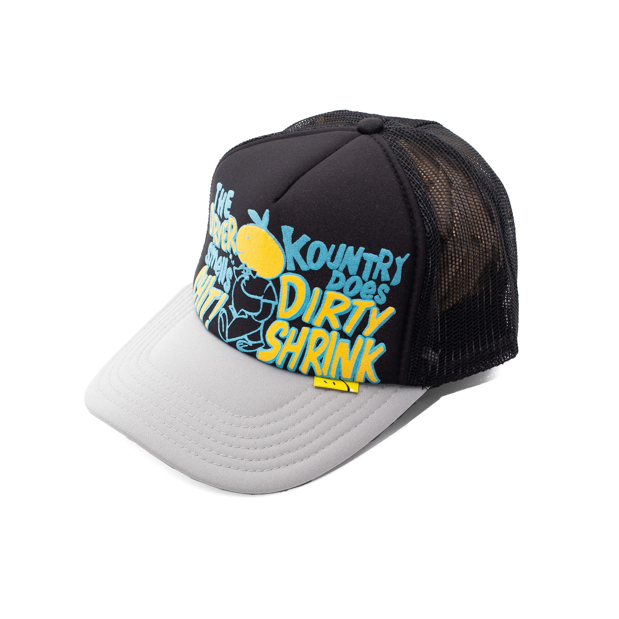 KAPITAL KOUNTRY DIRTY SHRINK TRUCKER HAT BLACK/GREY