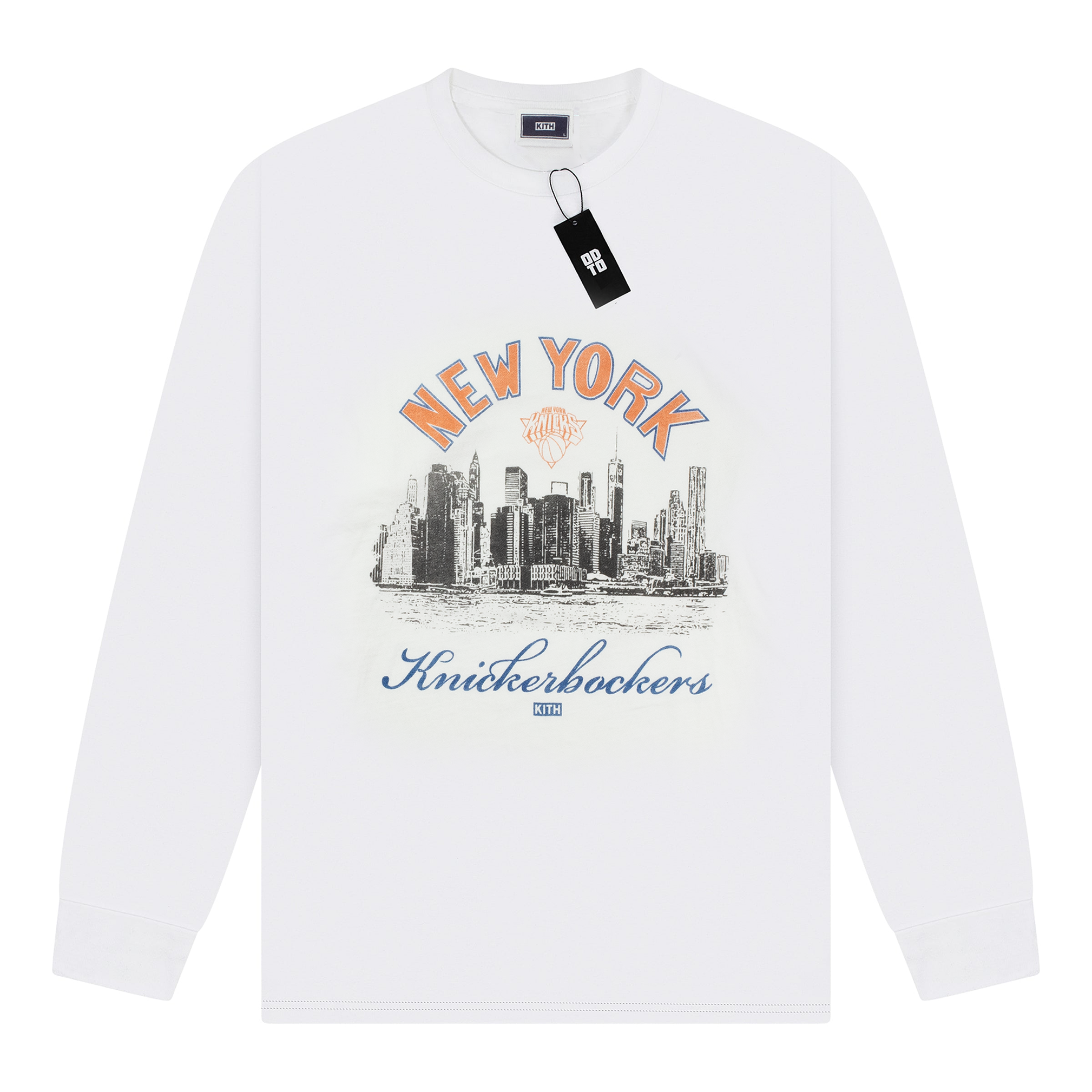 KITH NEW YORK KNICKS SKYLINE L/S VINTAGE TEE WHITE