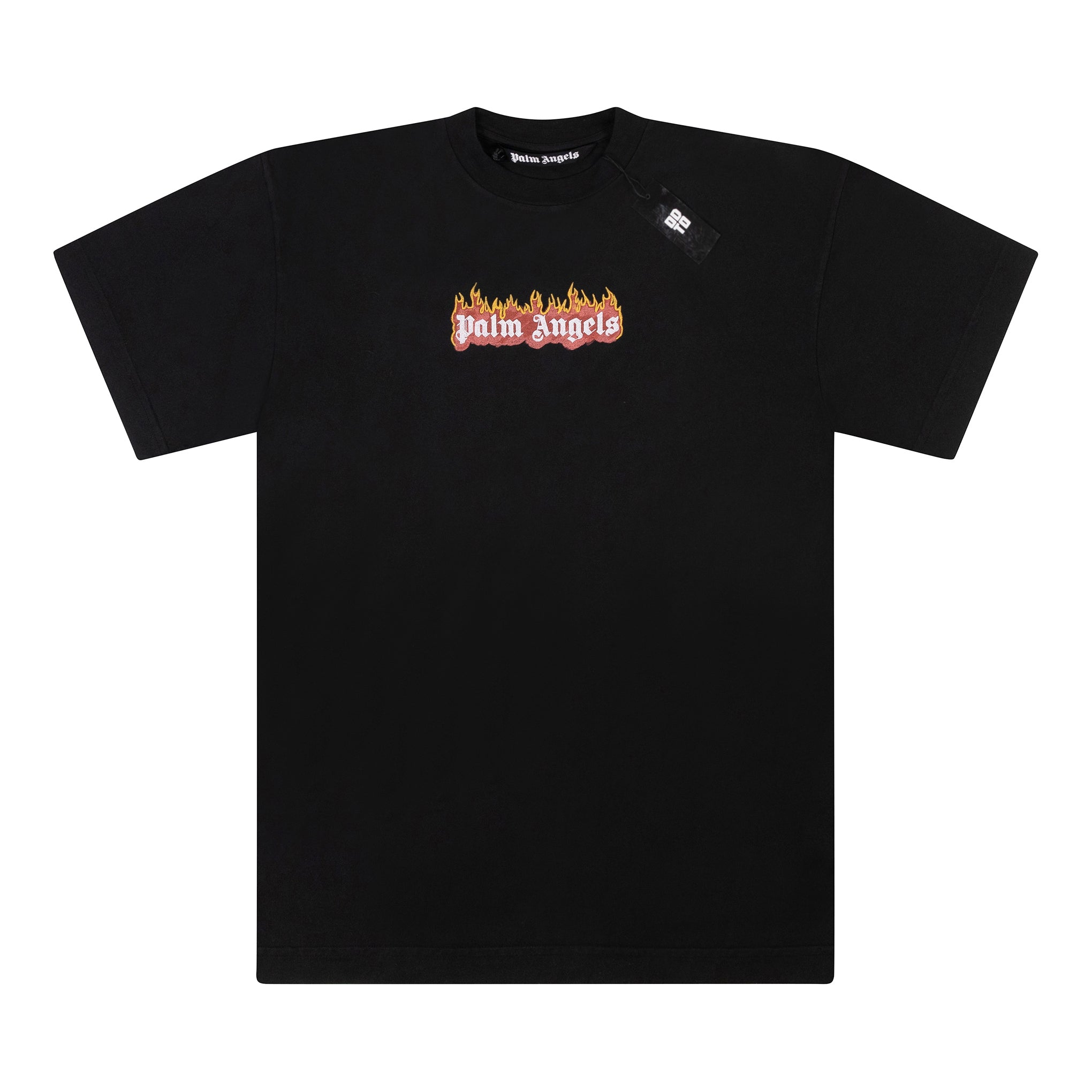 PALM ANGELS 火焰徽标 T 恤，黑色