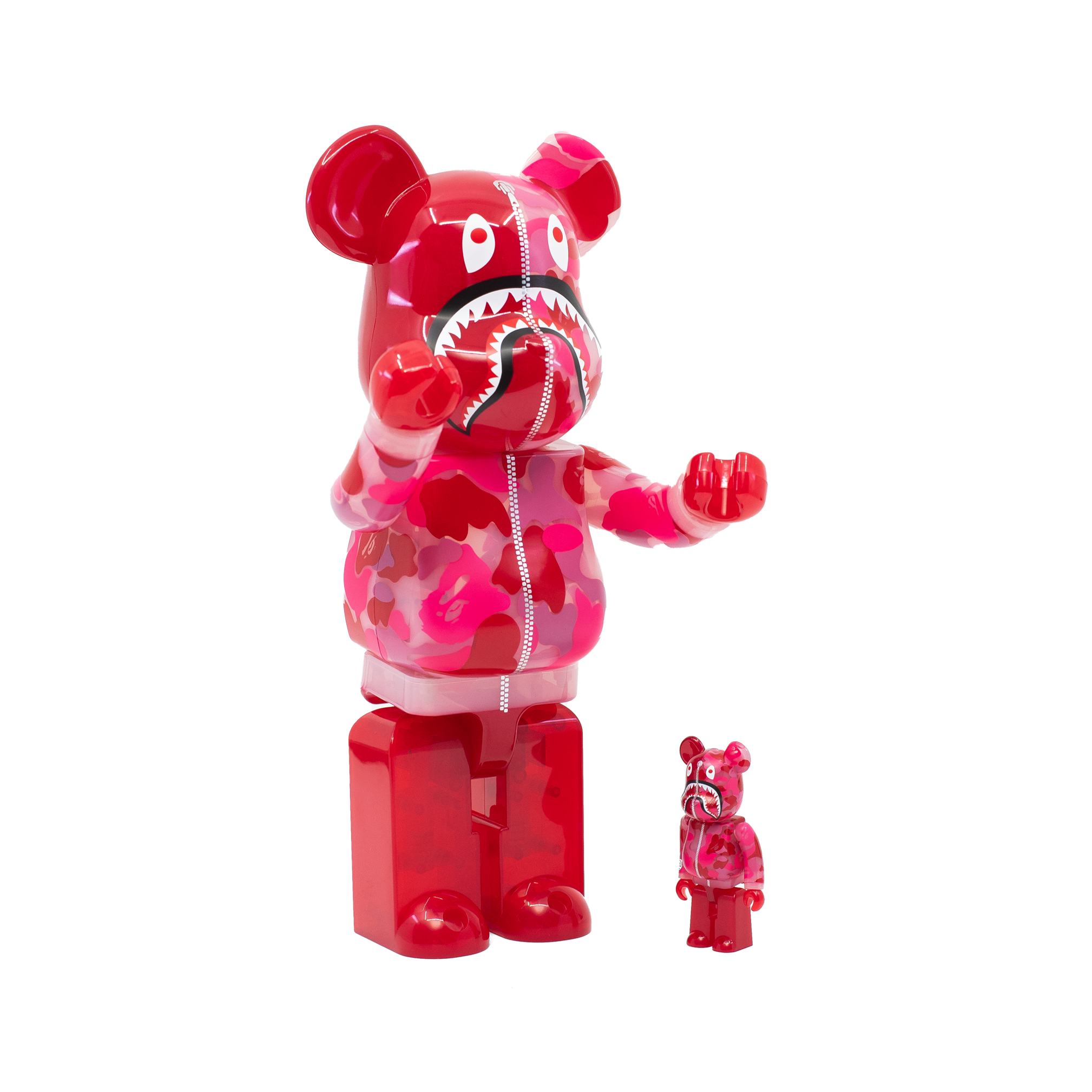 BEARBRICK BAPE ABC CAMO SHARK 100% & 400% SET PINK