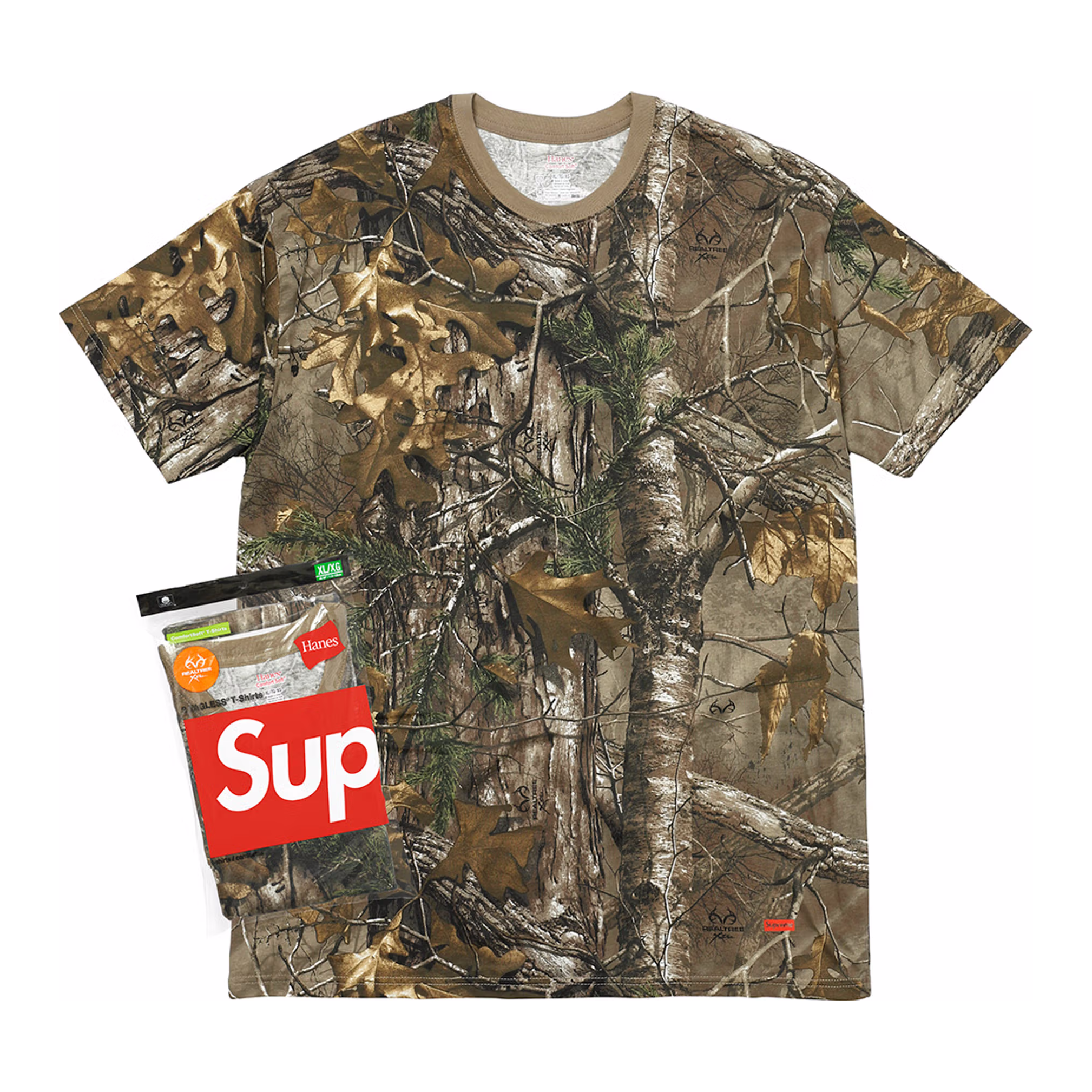 SUPREME HANES REALTREE TAGLESS TEES (2 PACK)