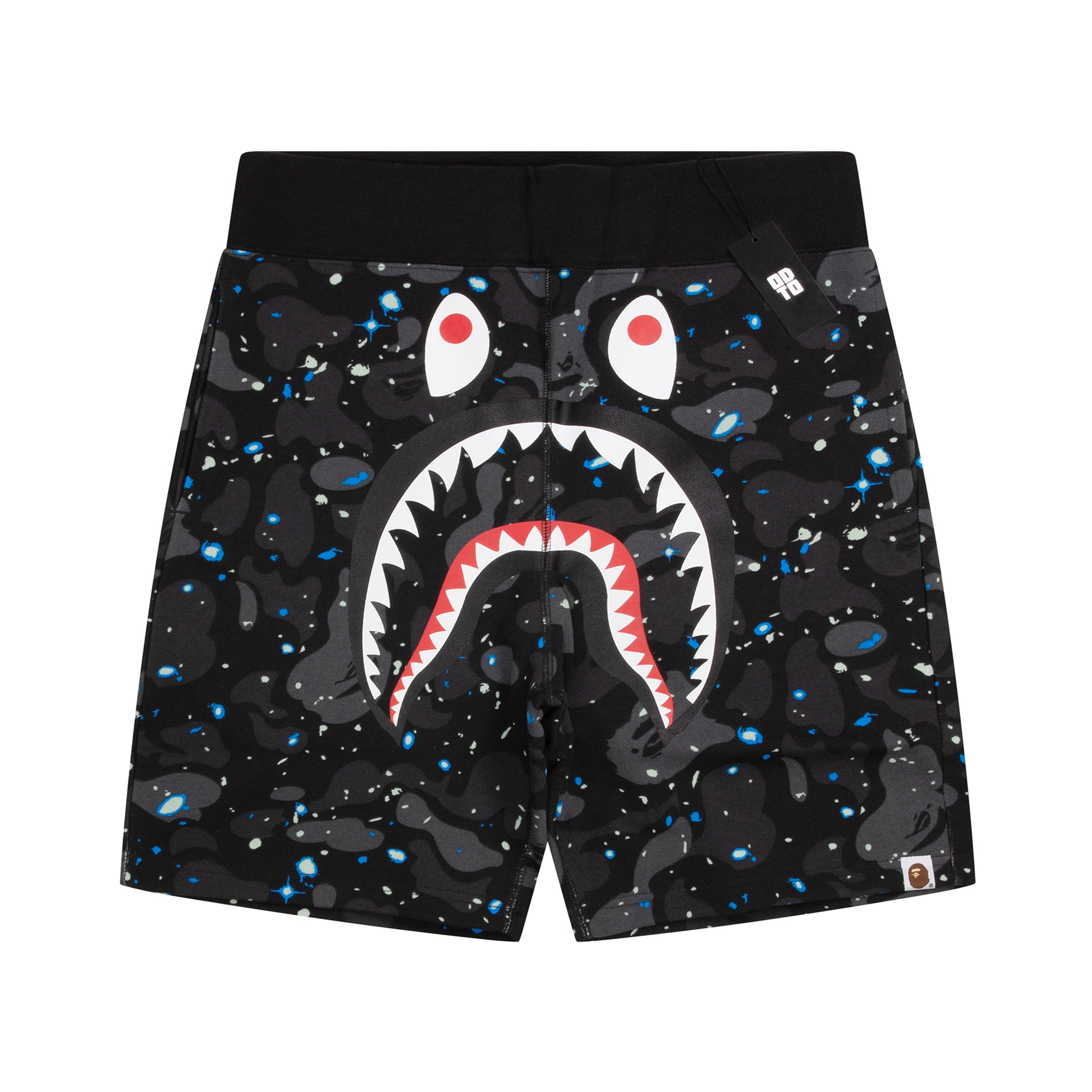 BAPE 太空迷彩鲨鱼运动短裤 黑色
