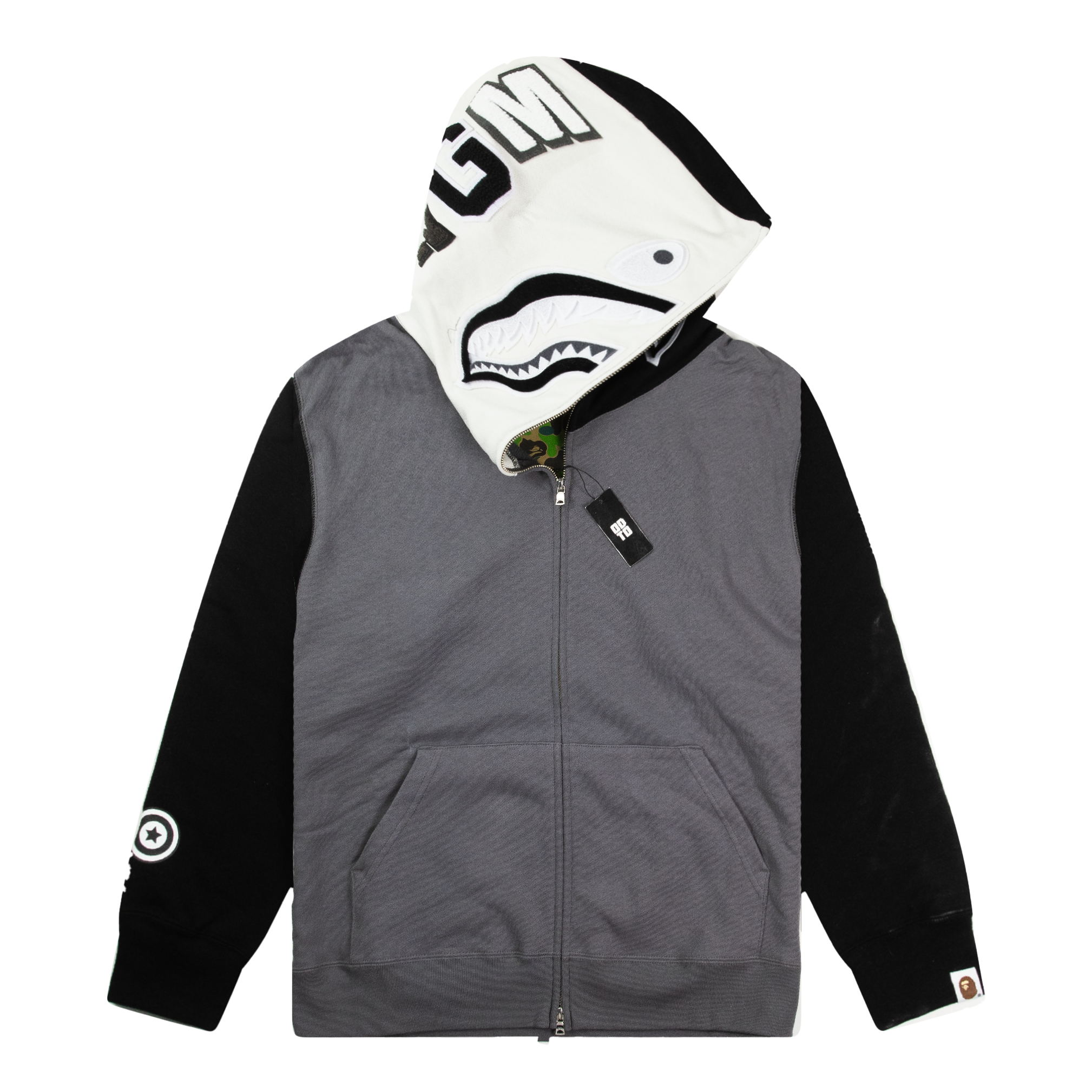 BAPE 1ST FULL ZIP SHARK HOODIE BLACK & GREY