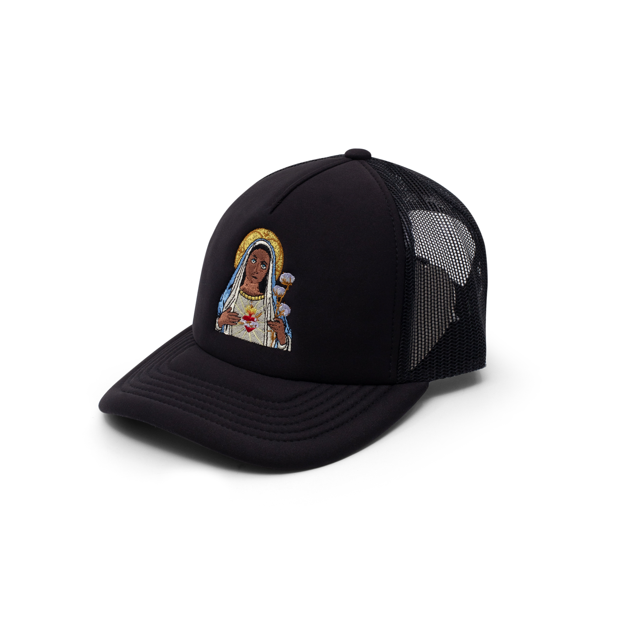 DENIM TEARS BLACK MADONNA TRUCKER HAT BLACK – ODTO