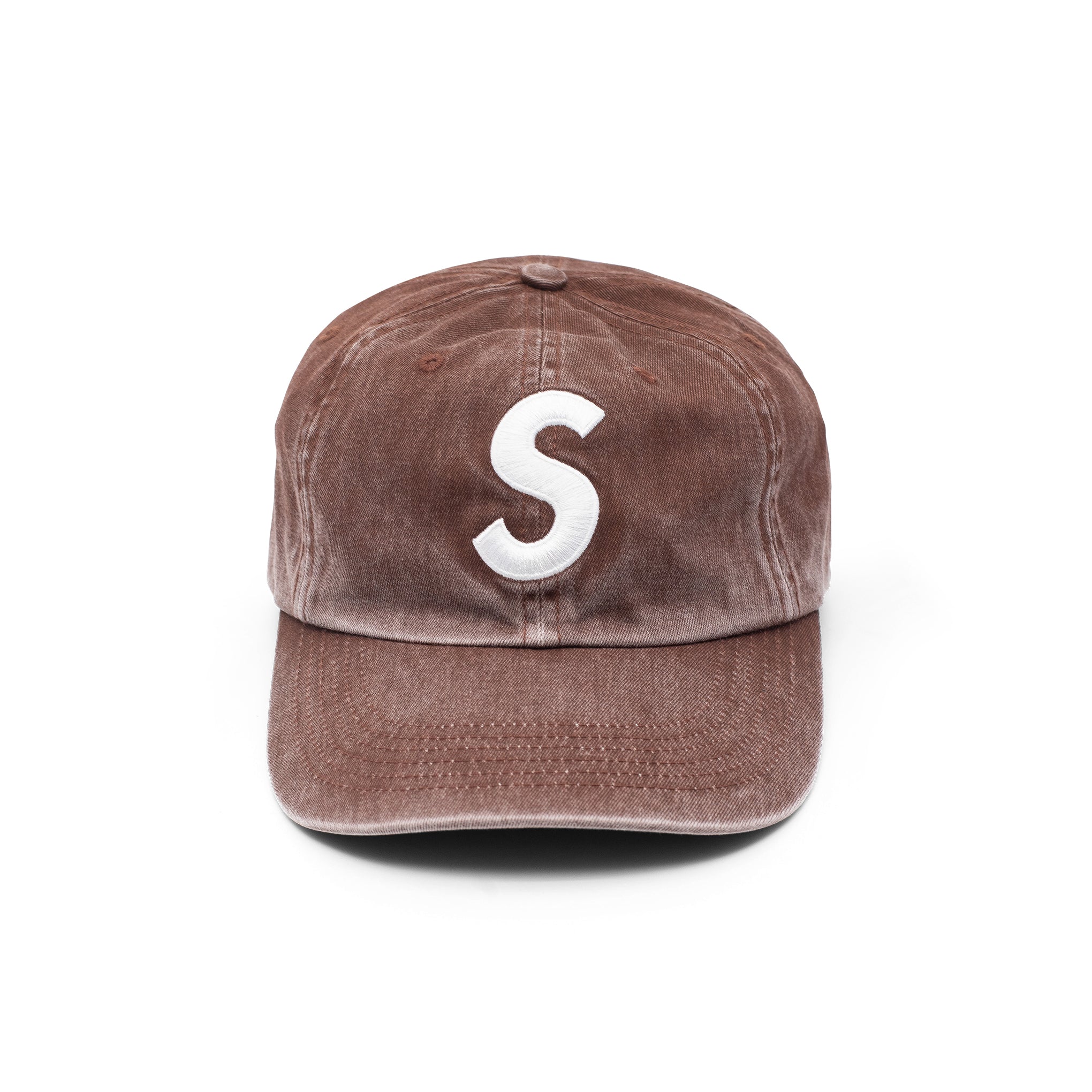 SUPREME PIGMENT COATED CANVAS S LOGO 6-PANEL BROWN