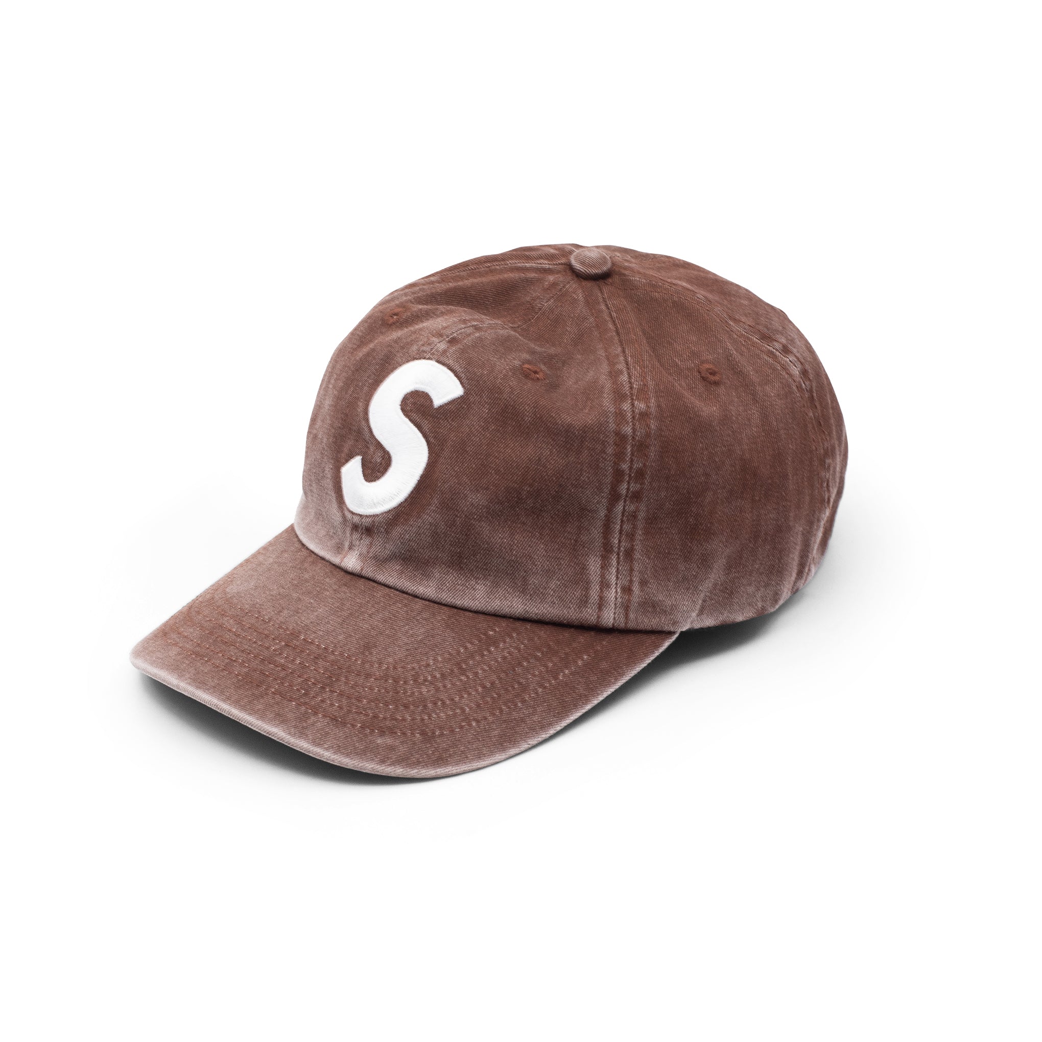 SUPREME PIGMENT COATED CANVAS S LOGO 6-PANEL BROWN