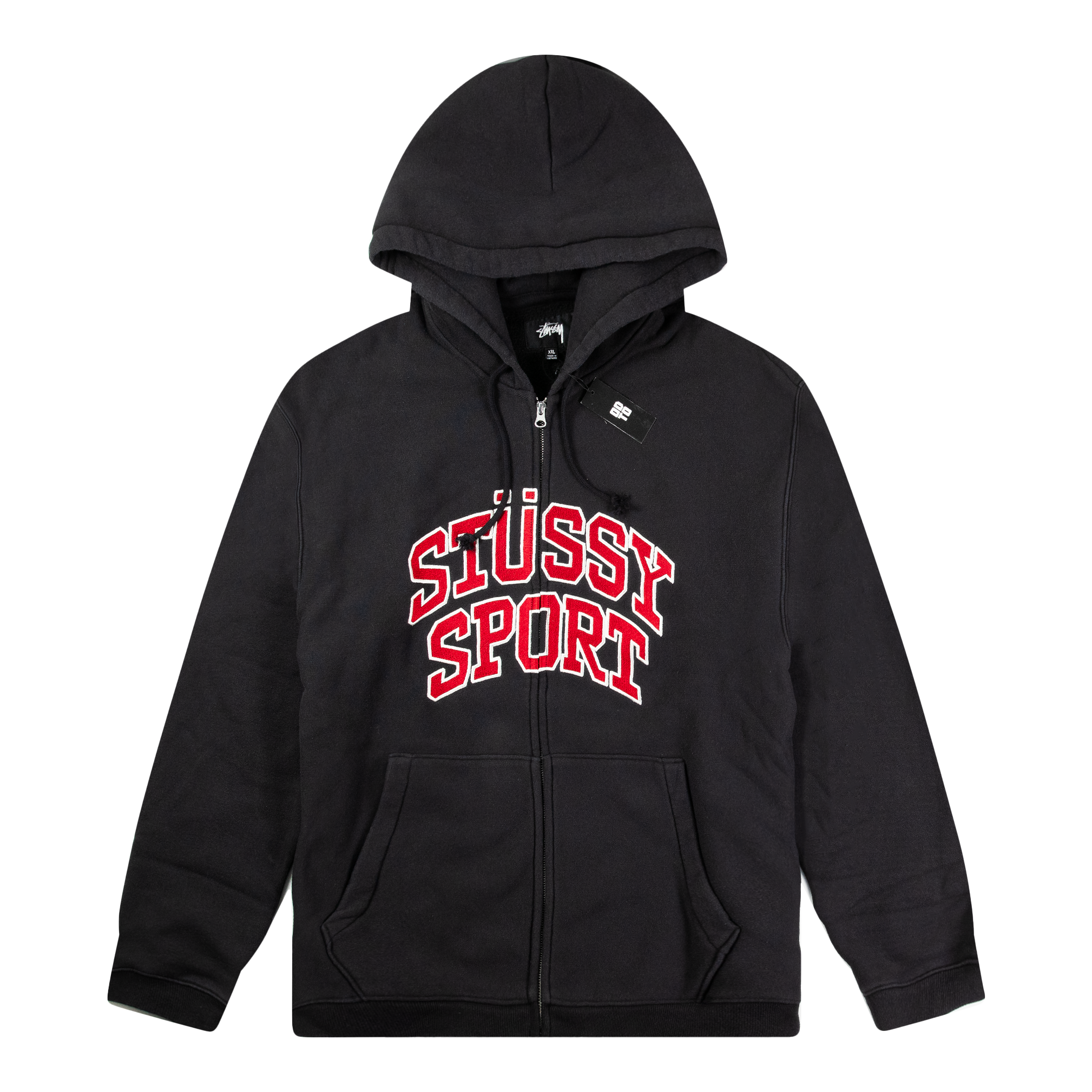 STUSSY SPORT ZIP HOODIE WASHED BLACK