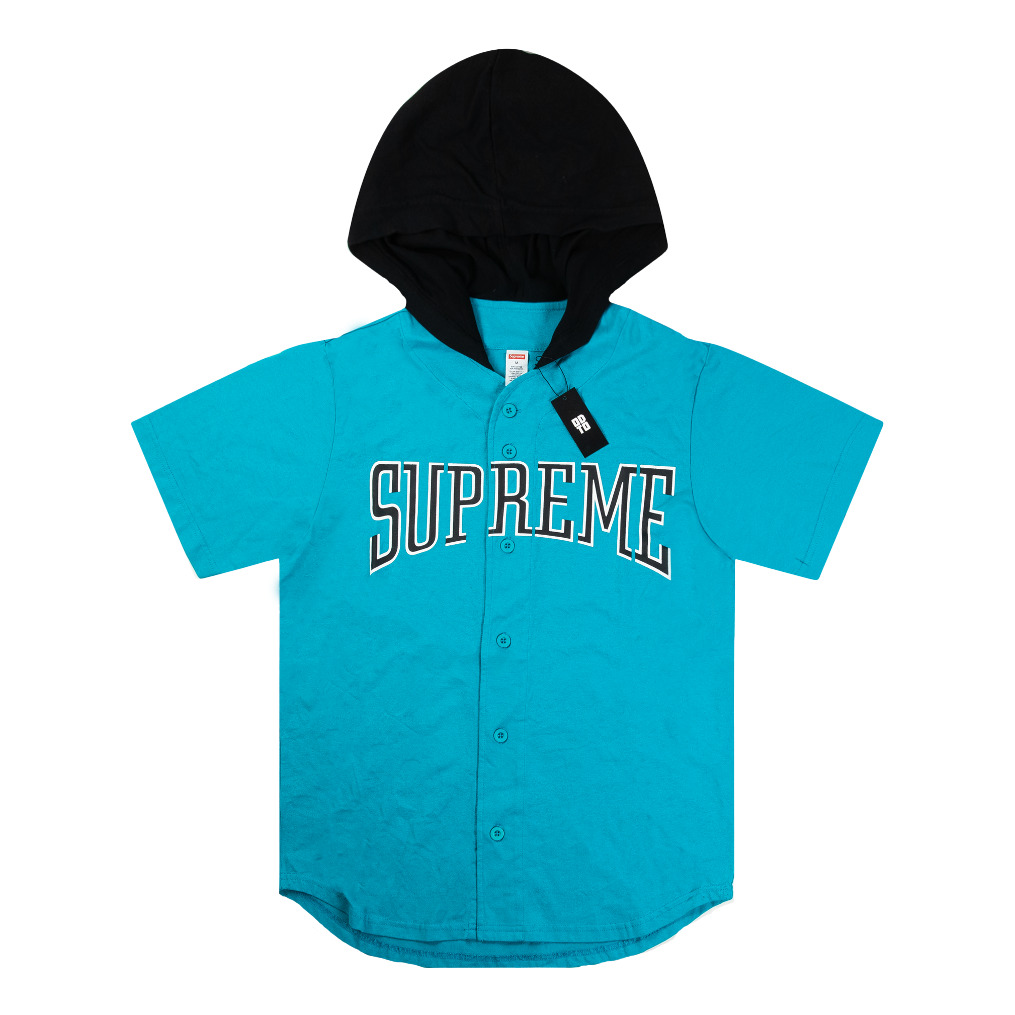 SUPREME HOODED BASEBALL TOP TEAL