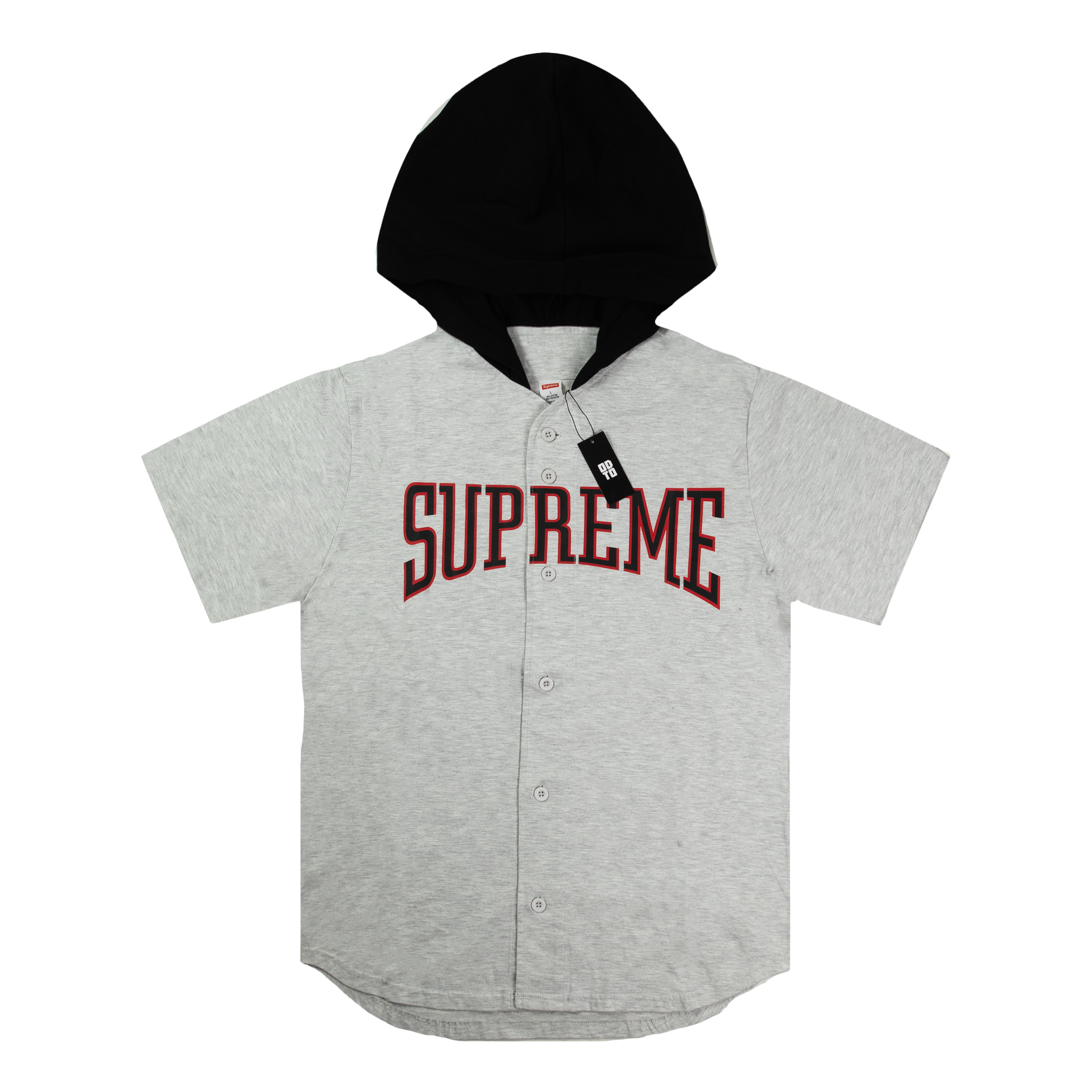 SUPREME HOODED BASEBALL TOP GREY