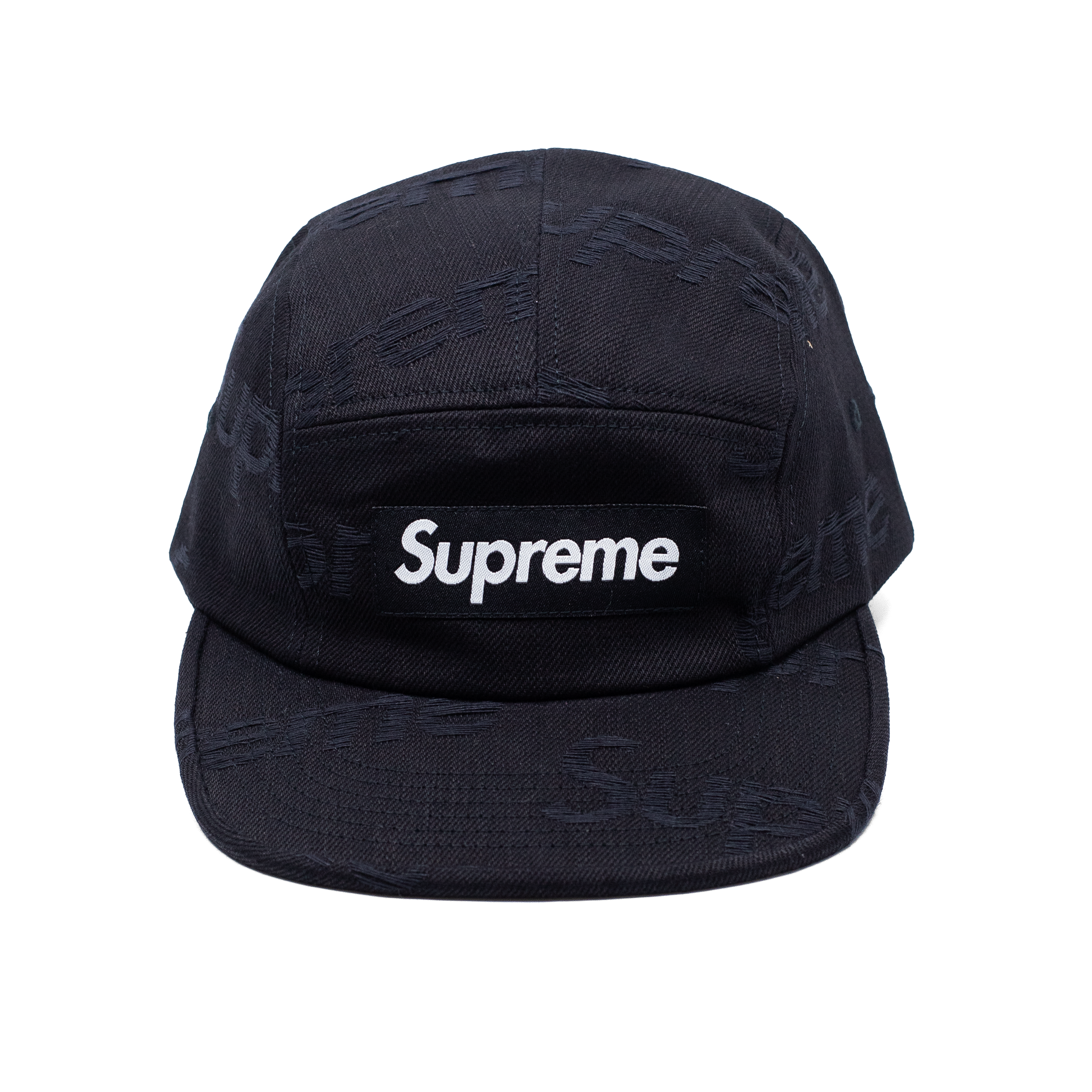 SUPREME JACQUARD LOGO DENIM CAMP CAP BLACK