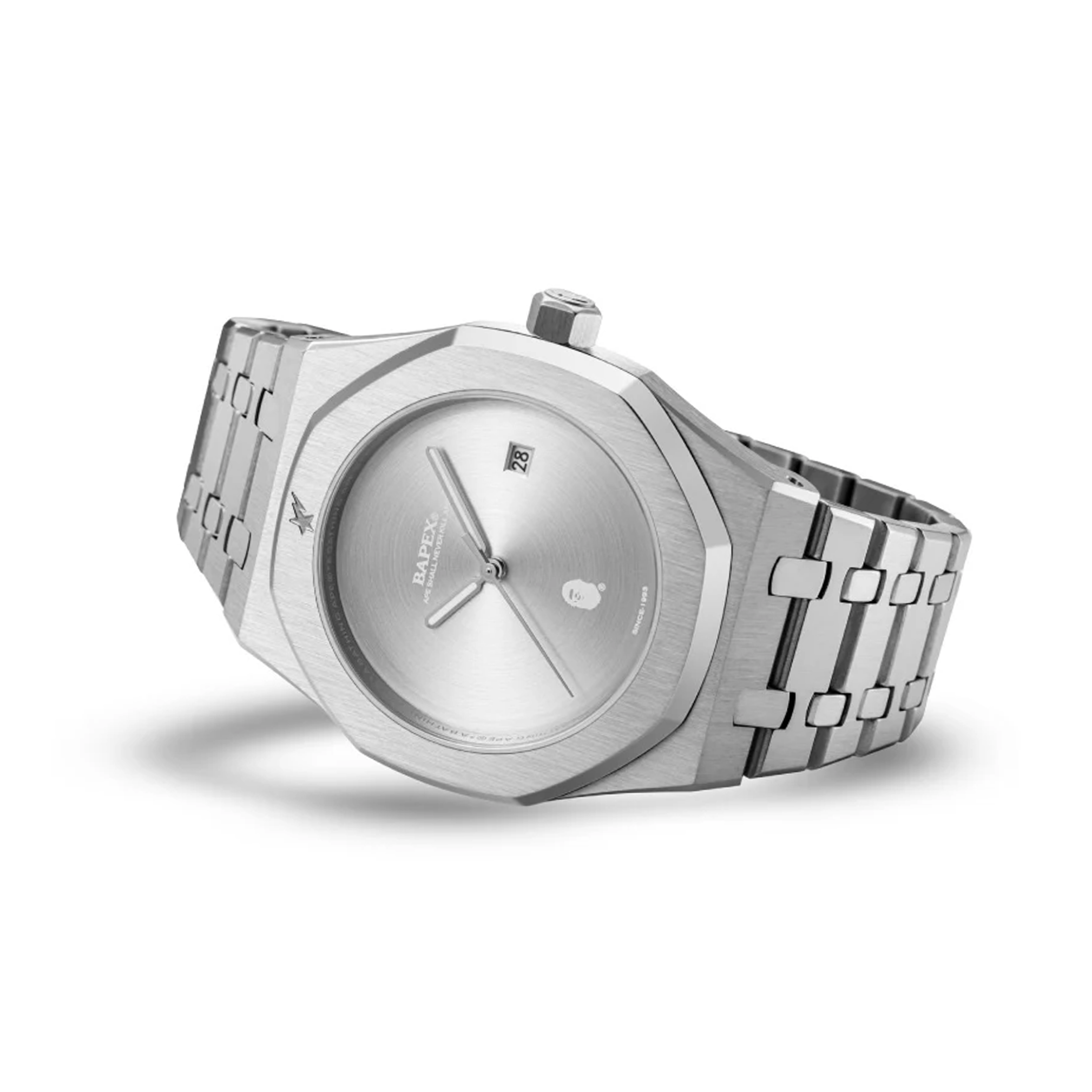 BAPE TYPE 9 BAPEX WATCH SILVER