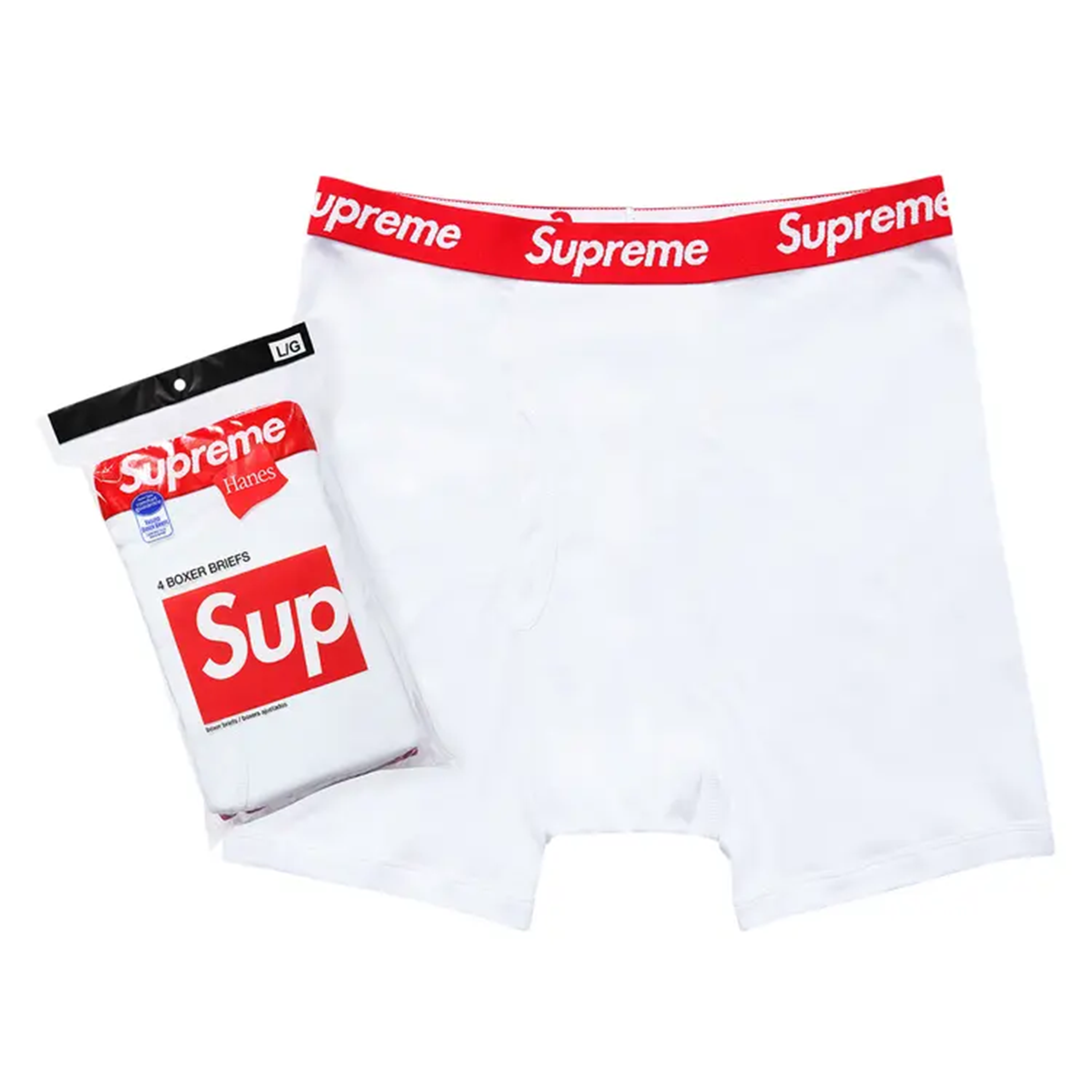SUPREME HANES BOXER BRIEFS WHITE (4 PACK)