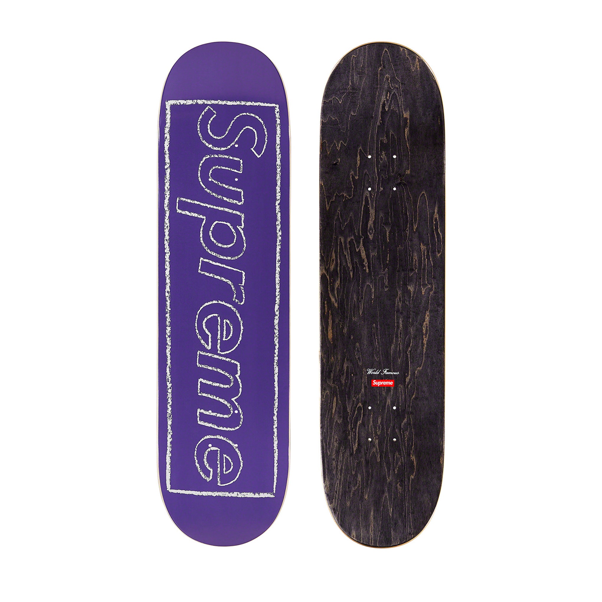 SUPREME KAWS 粉笔徽标滑板 紫色