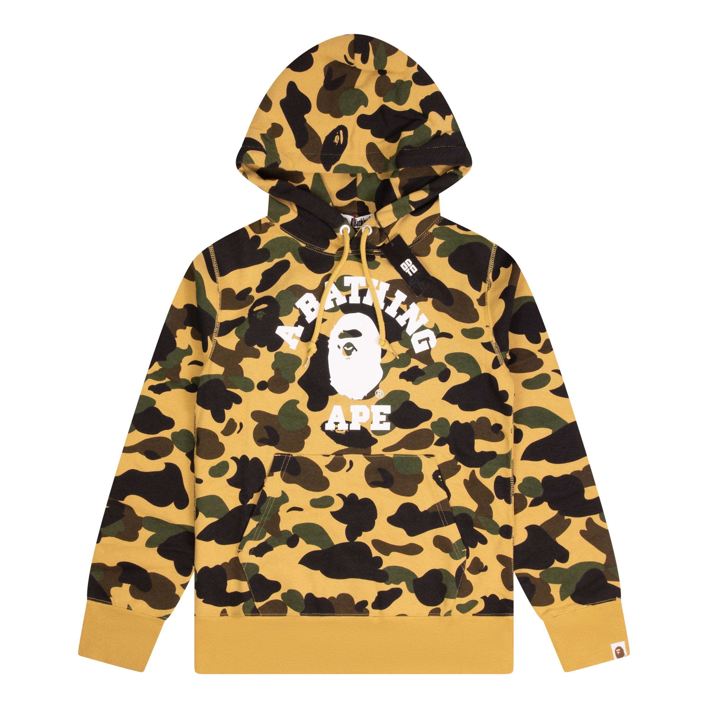 BAPE 1ST CAMO COLLEGE PULLOVER HOODIE YELLOW