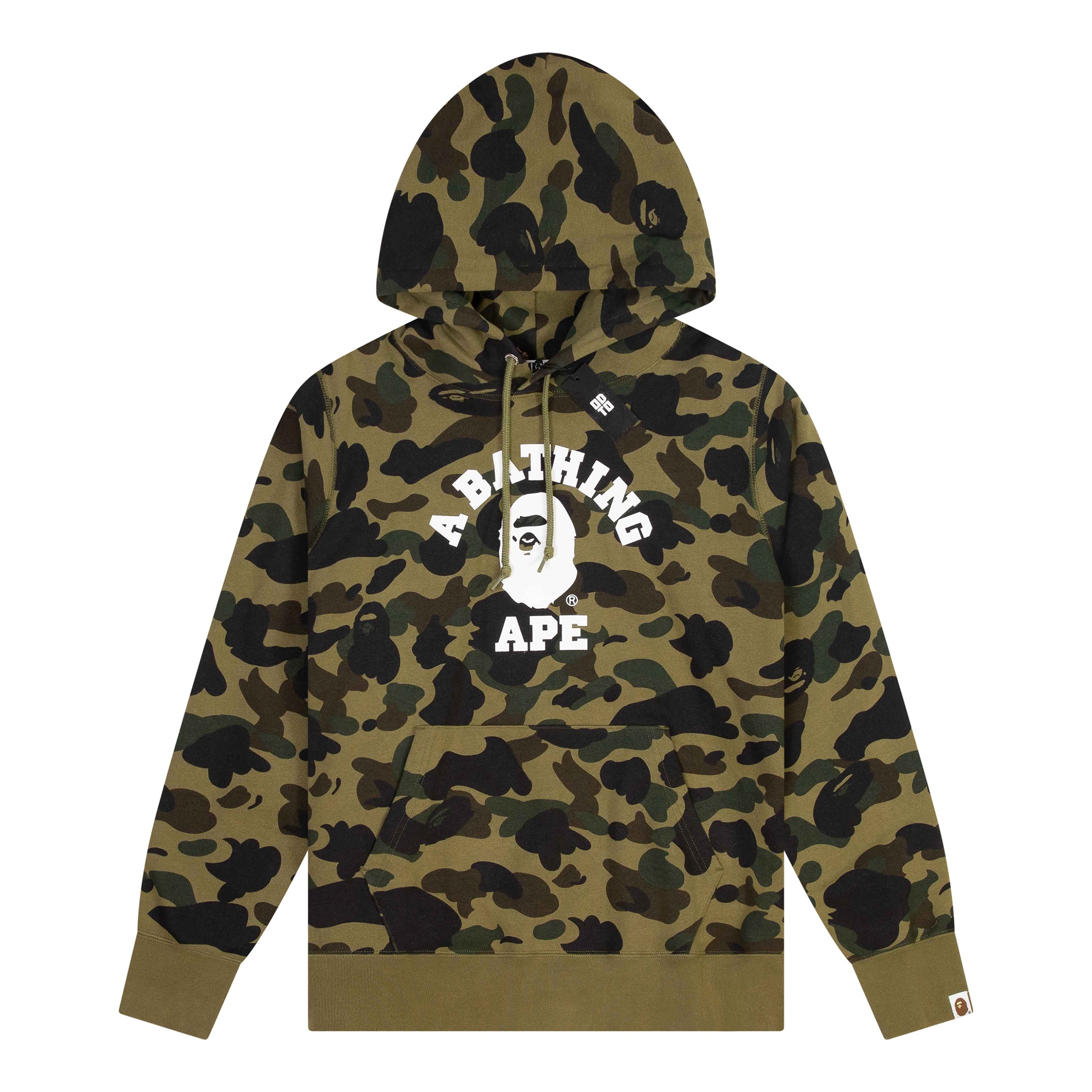 BAPE 1ST CAMO COLLEGE PULLOVER HOODIE GREEN