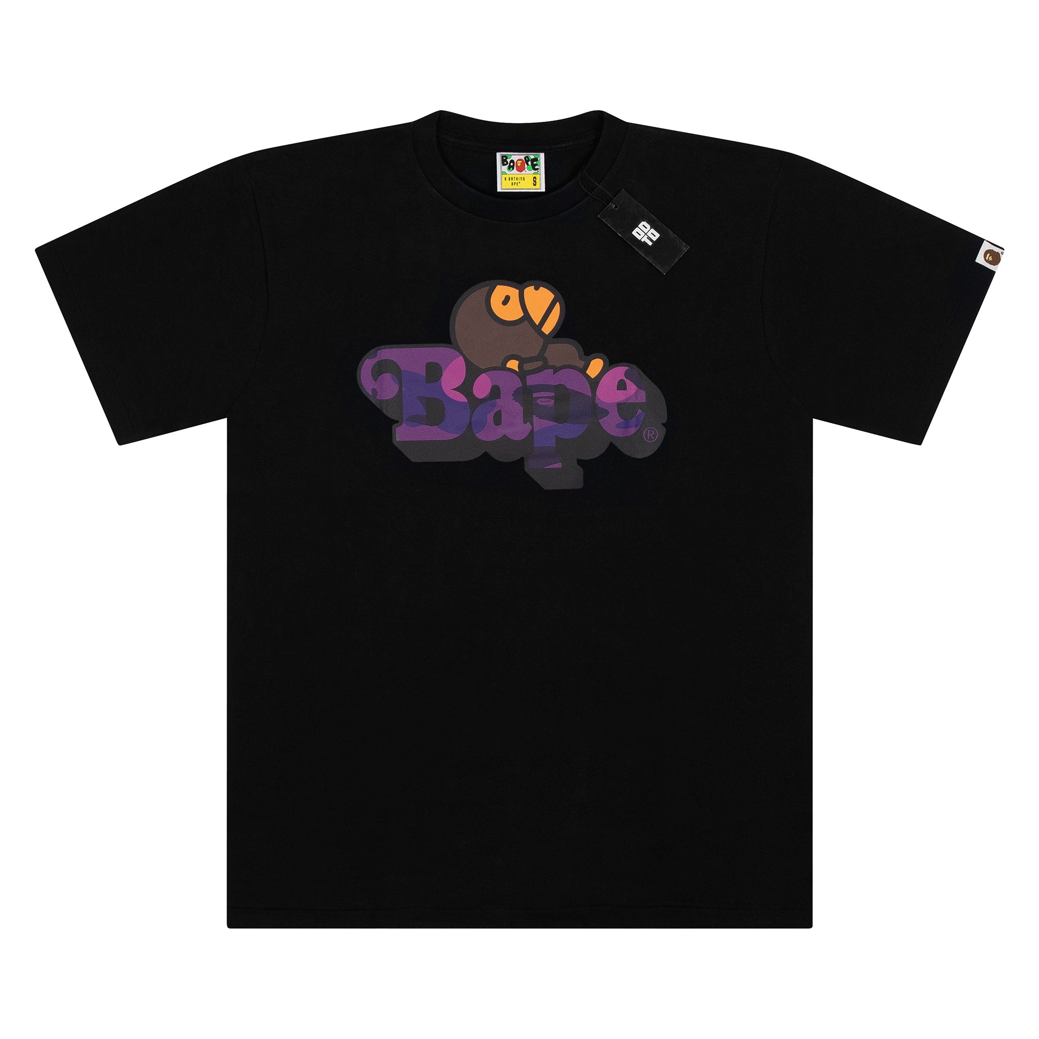 BAPE 彩色迷彩 MILO ON BAPE T 恤 黑色/紫色