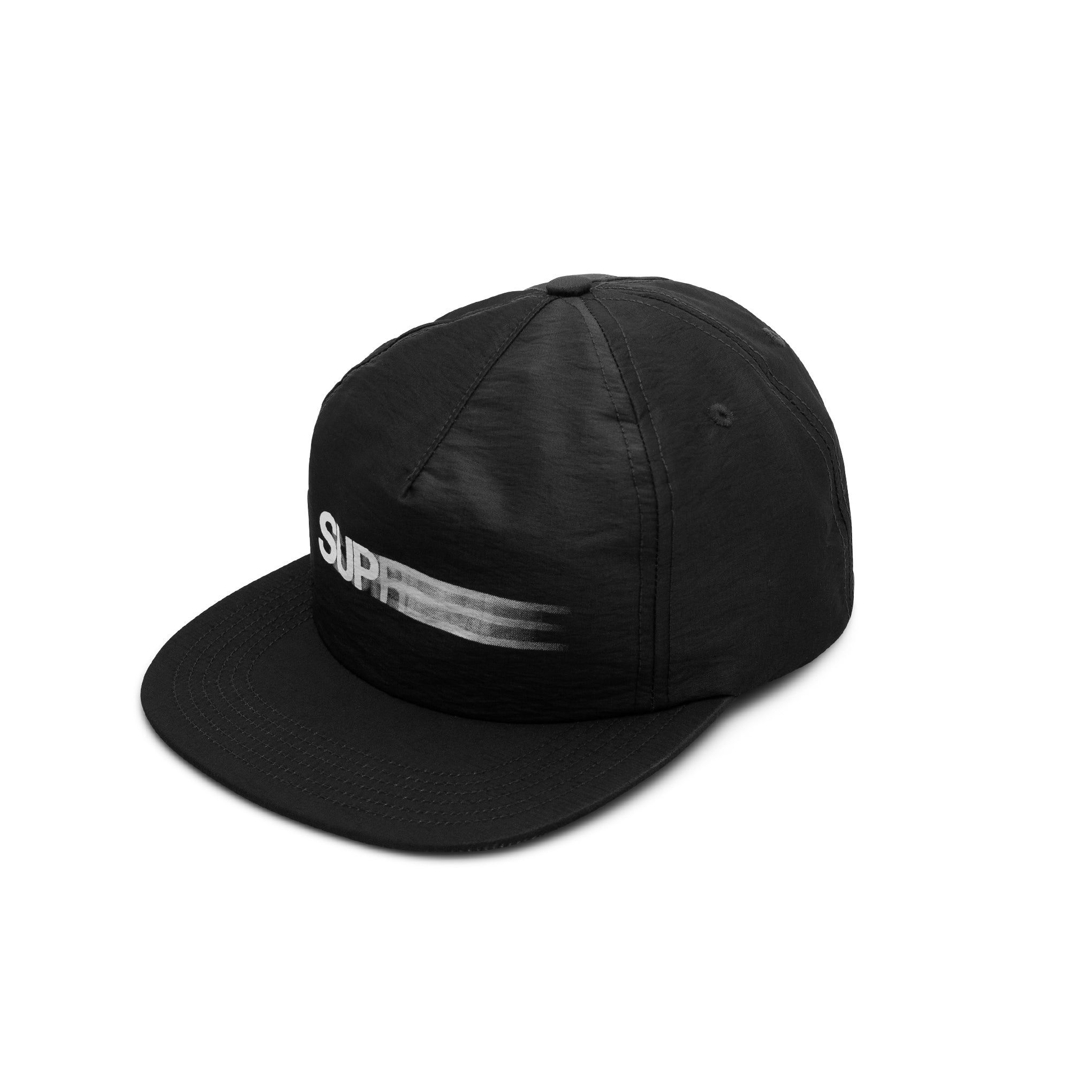 SUPREME MOTION LOGO IRIDESCENT 5 PANEL CAP BLACK