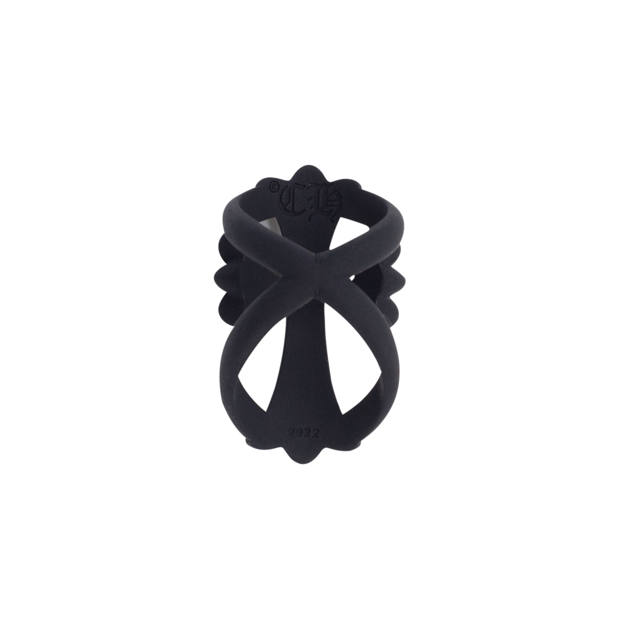 CHROME HEARTS SILICONE CROSS RING BLACK