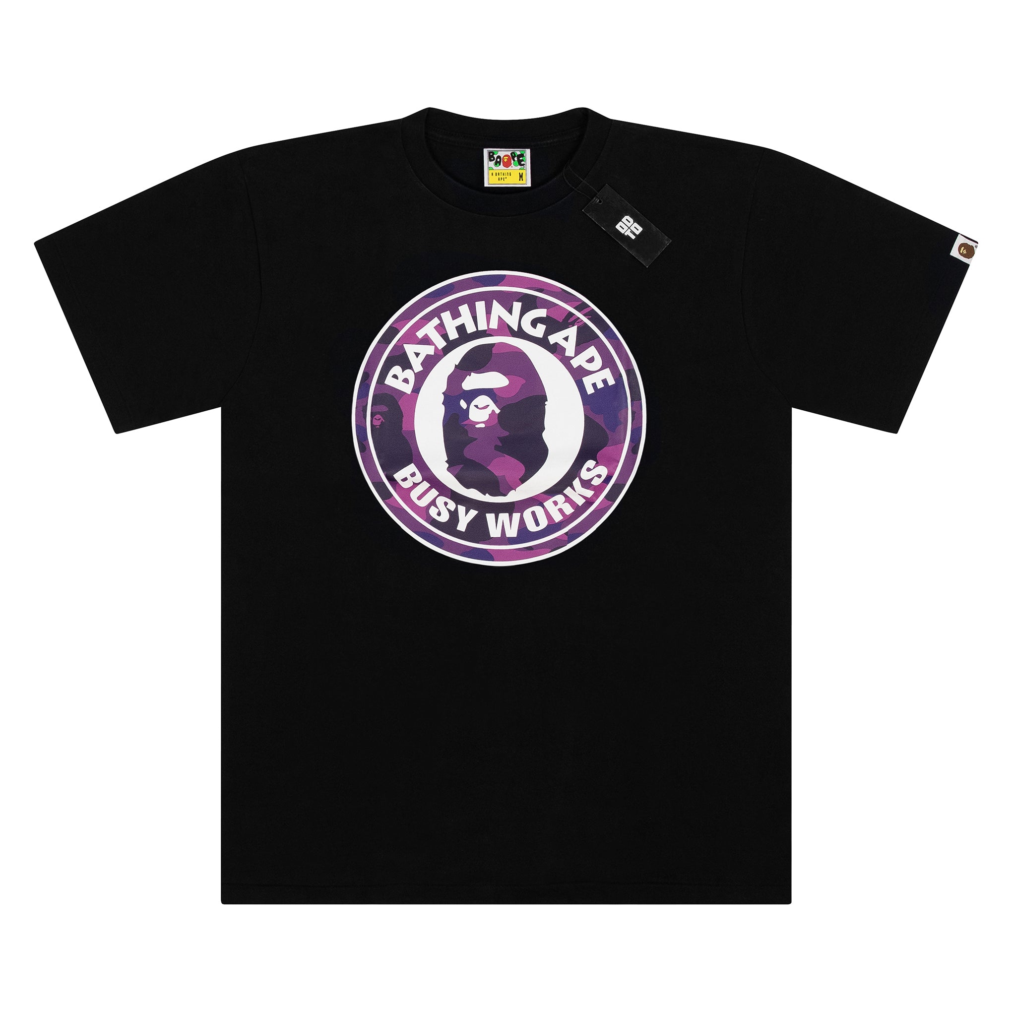 BAPE 彩色迷彩 BUSY WORKS T 恤 黑色/紫色