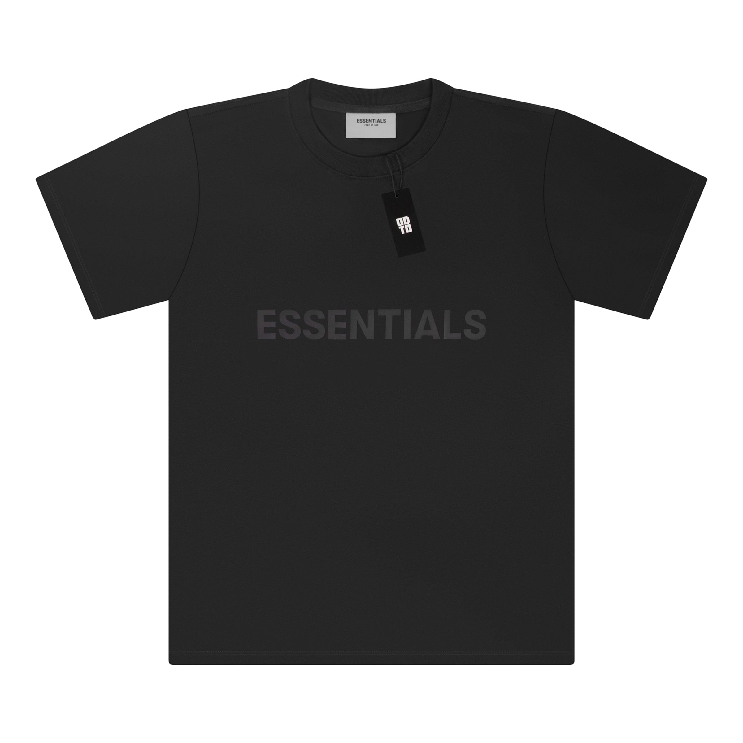 ESSENTIALS 正面徽标 T 恤，黑色
