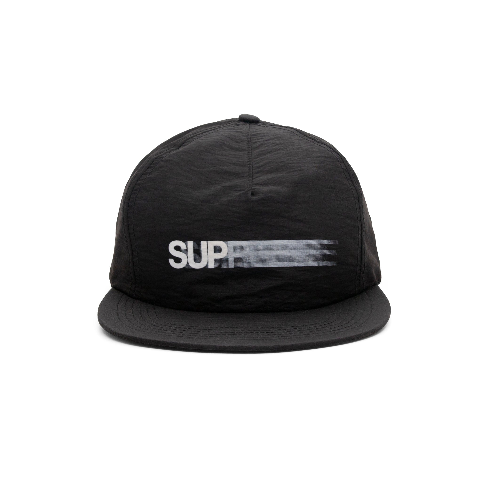 SUPREME MOTION LOGO IRIDESCENT 5 PANEL CAP BLACK