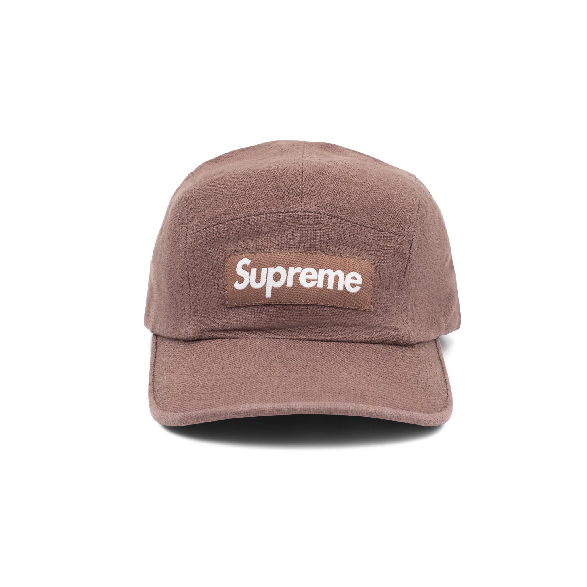 SUPREME LINEN FITTED CAMP CAP BROWN