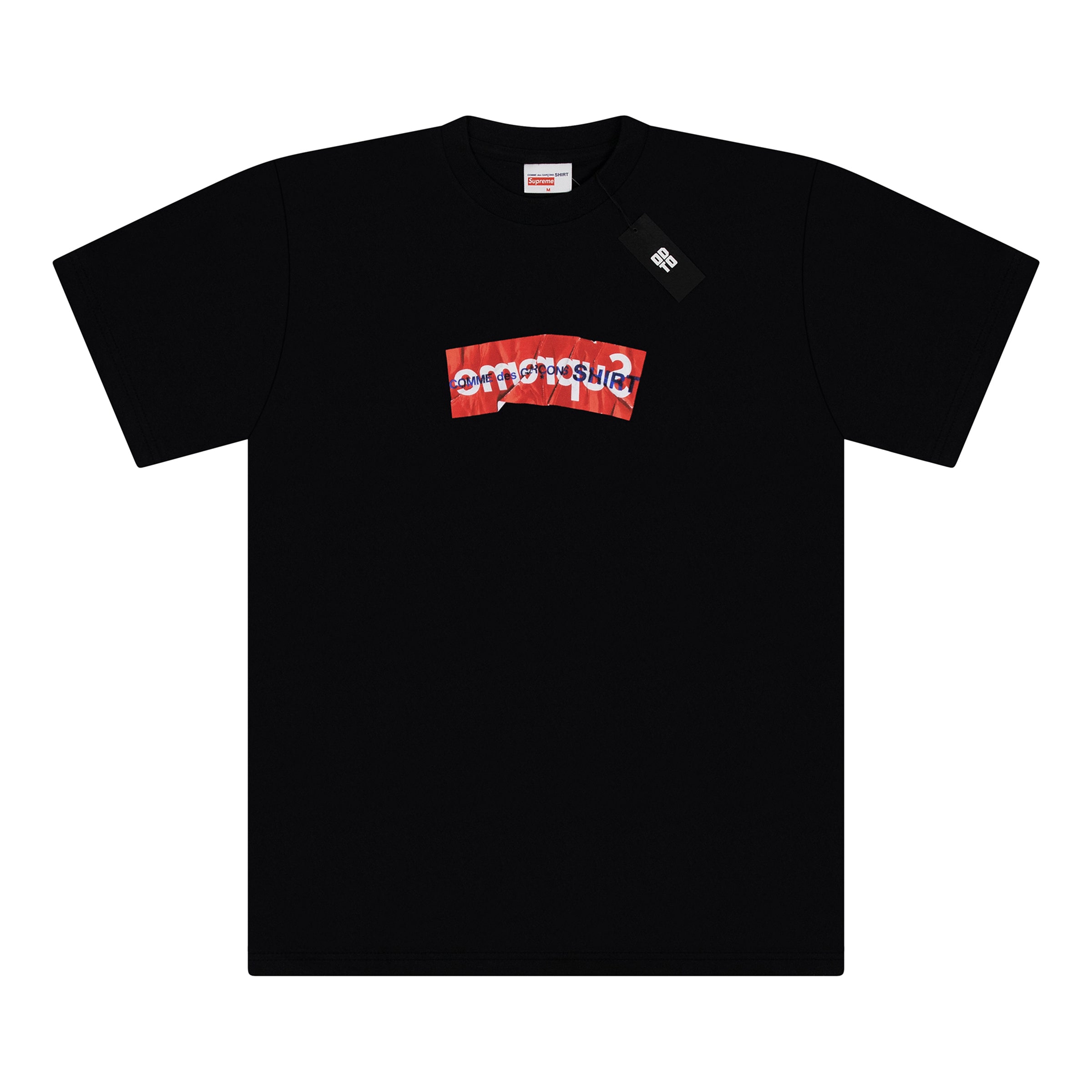 SUPREME COMME DES GARCONS 衬衫盒徽标 T 恤，黑色