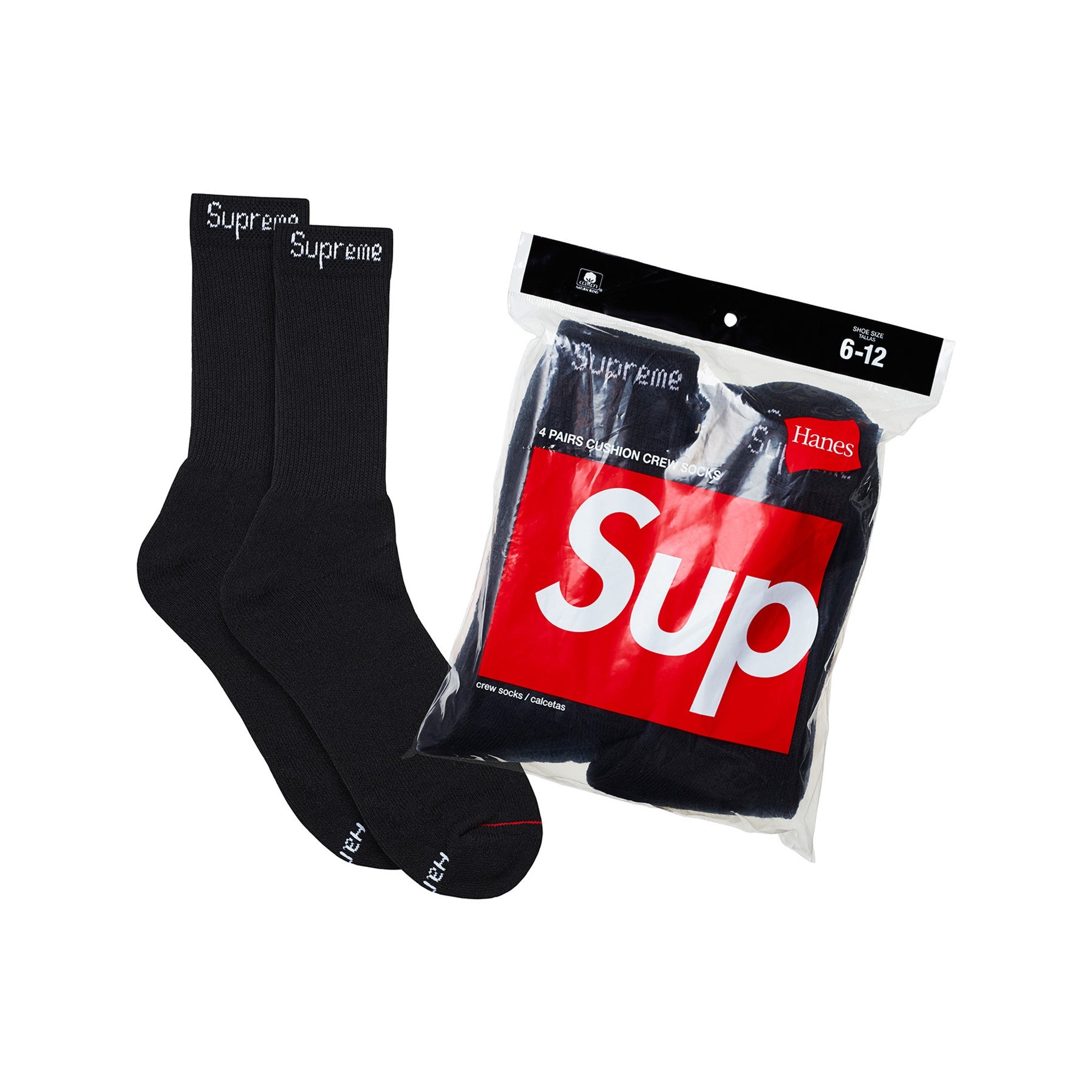 SUPREME HANES 圆袜（4 件装）黑色