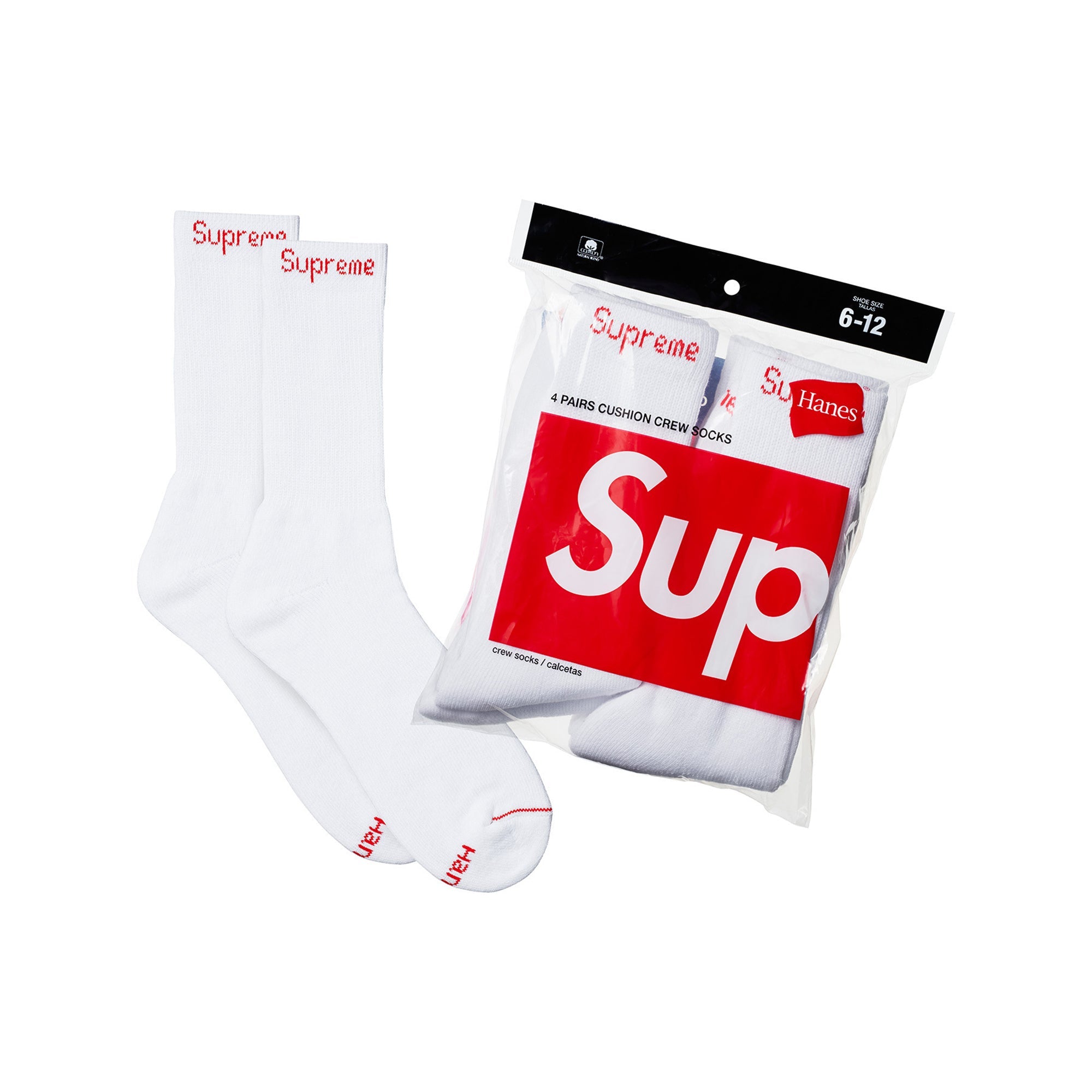 SUPREME HANES 圆袜（4 件装）白色