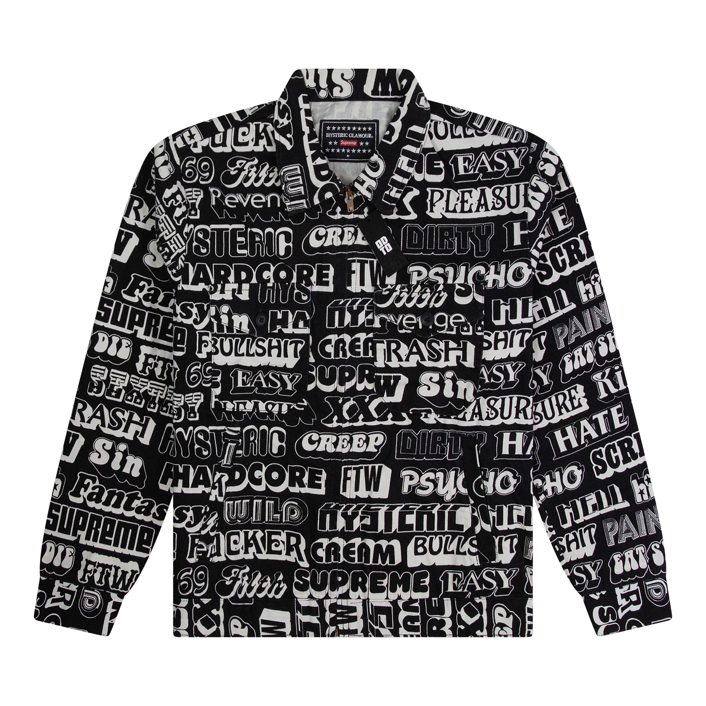 SUPREME HYSTERIC GLAMOUR TEXT WORK JACKET BLACK