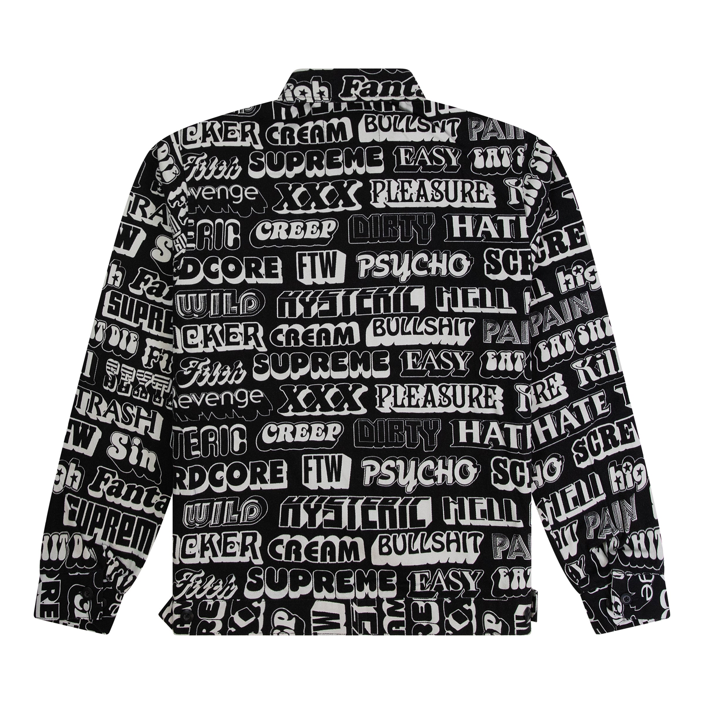 SUPREME HYSTERIC GLAMOUR TEXT WORK JACKET BLACK