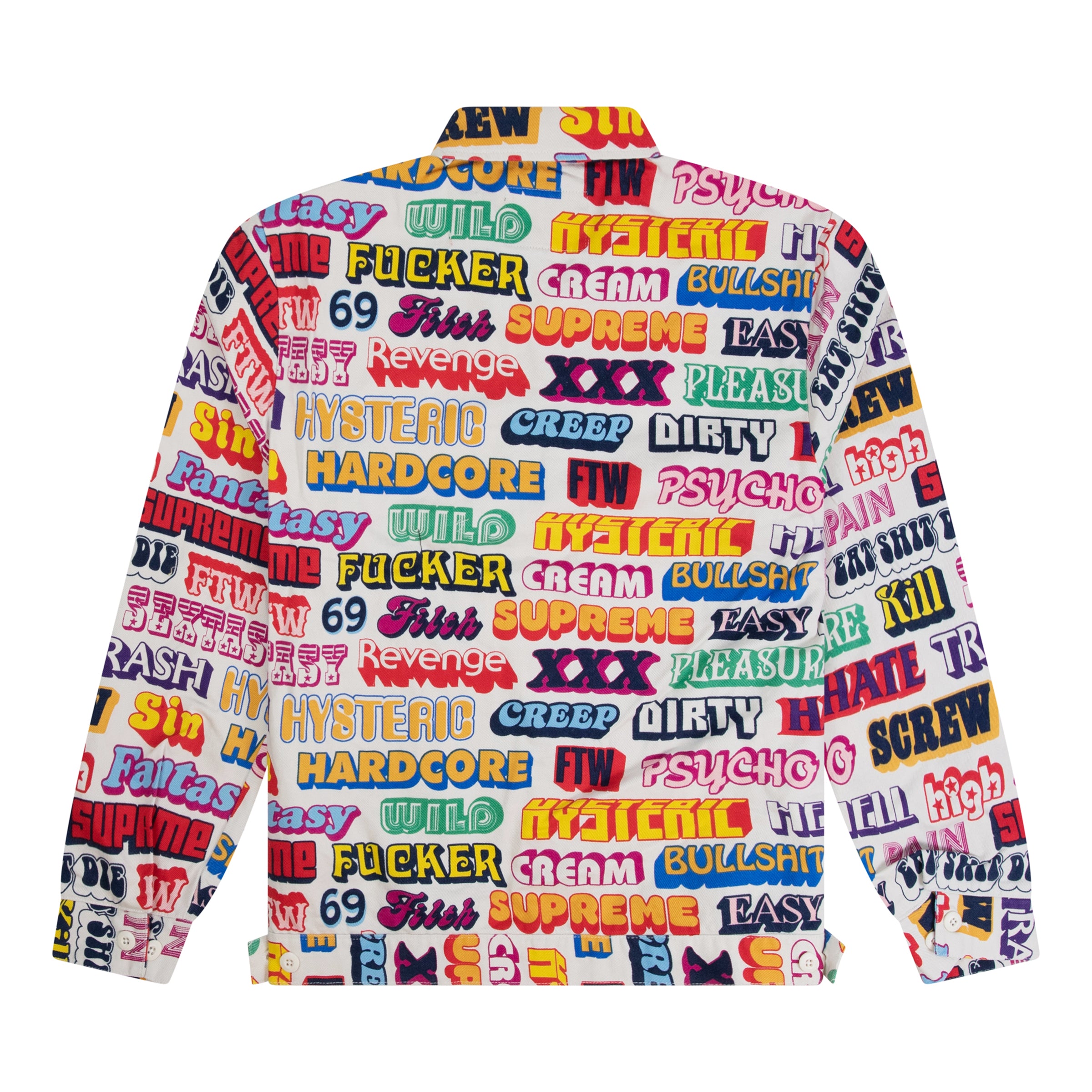SUPREME HYSTERIC GLAMOUR TEXT WORK JACKET WHITE