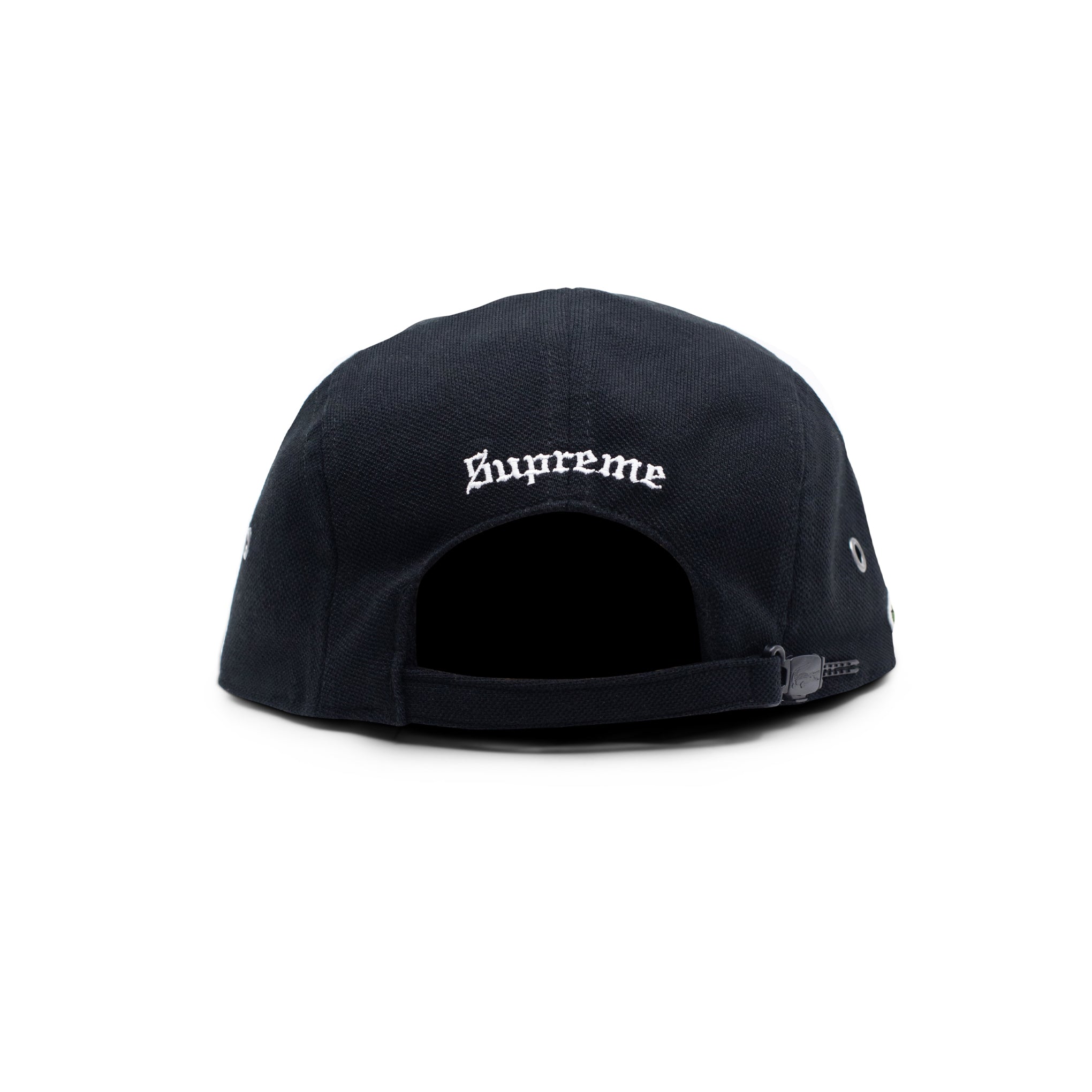 SUPREME LACOSTE PIQUE KNIT CAMP CAP BLACK