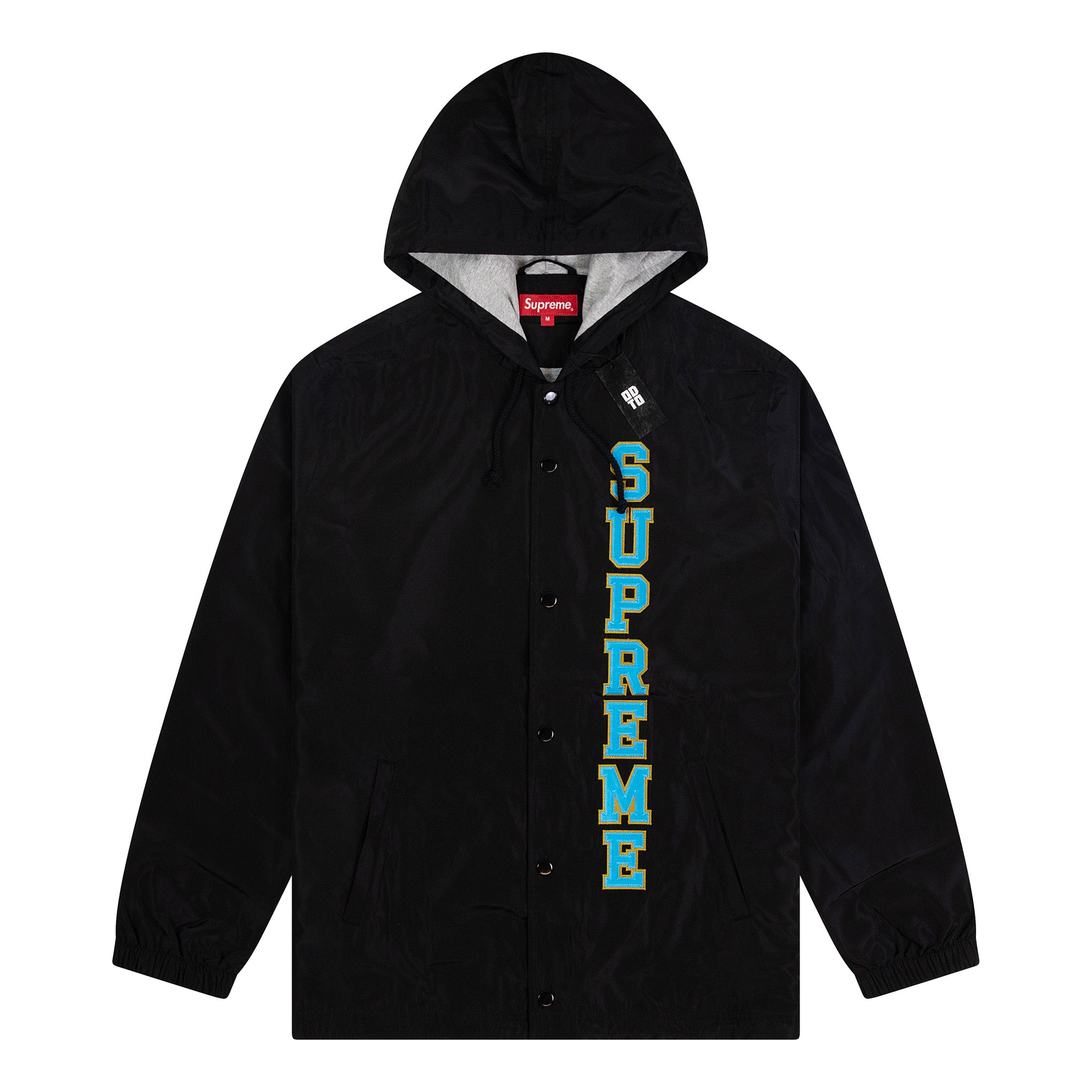 SUPREME VERTICAL LOGO HOODED COACHES JACKET BLACK – ODTO